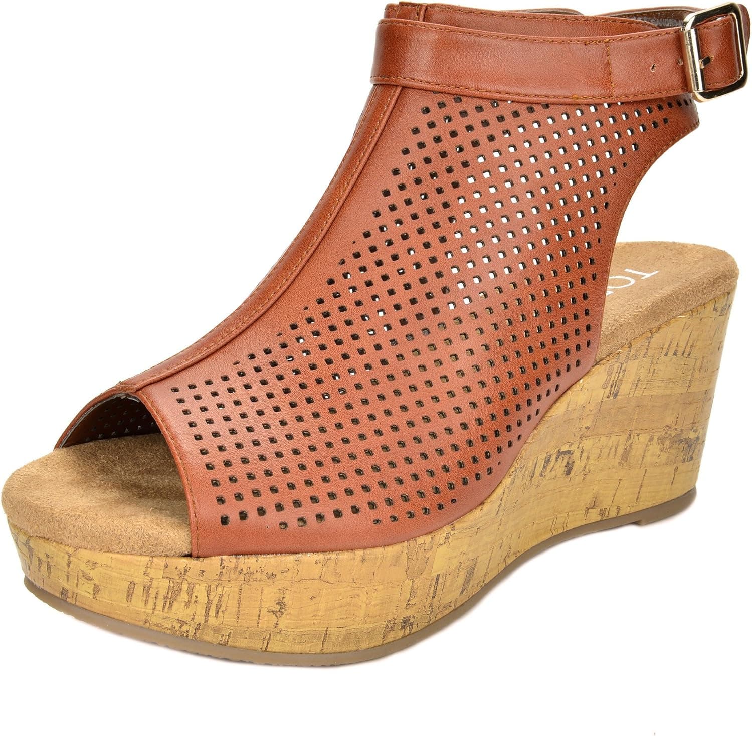 TOETOS Women's Sandro-03 Tan Pu Mid Heel Platform Wedges Sandals - 11 M US
