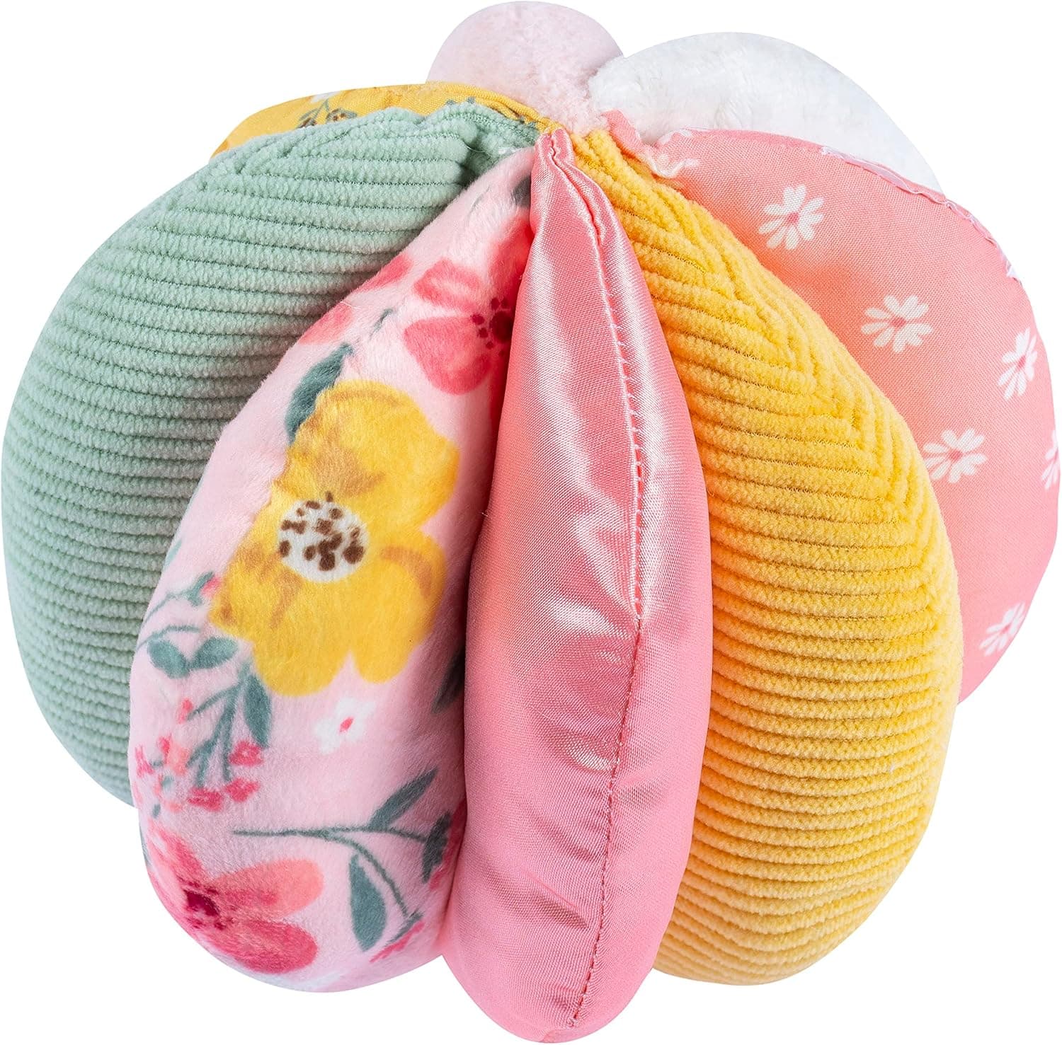 Gerber Baby Developmental Sensory Ball with Rattle Inside, Pink Yellow Floral Ball, One Size