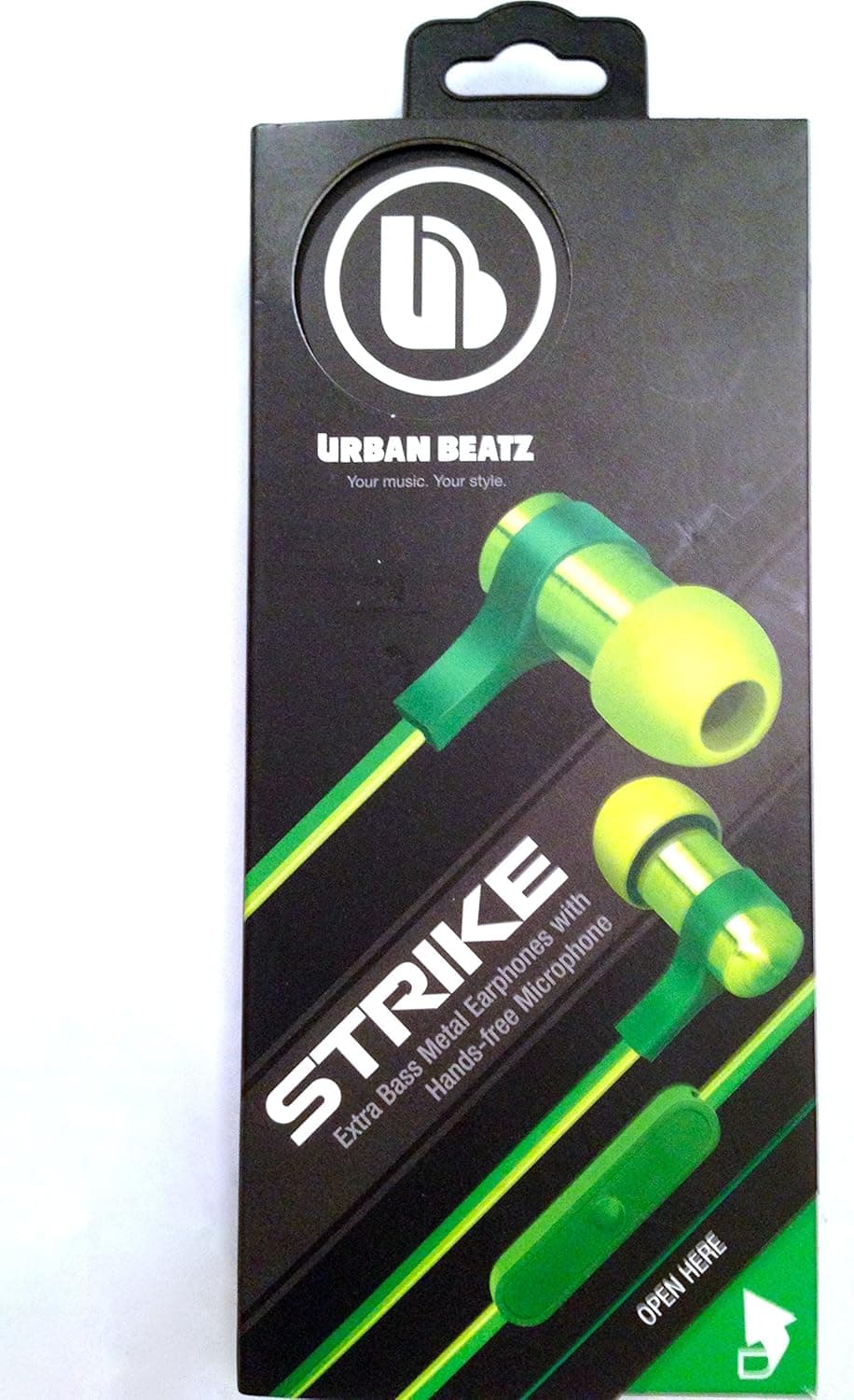 Urban Beatz Strike UB-EM400-430T Extra Base Metal Green Earphones with Hands-free Microphone by Urban Beatz