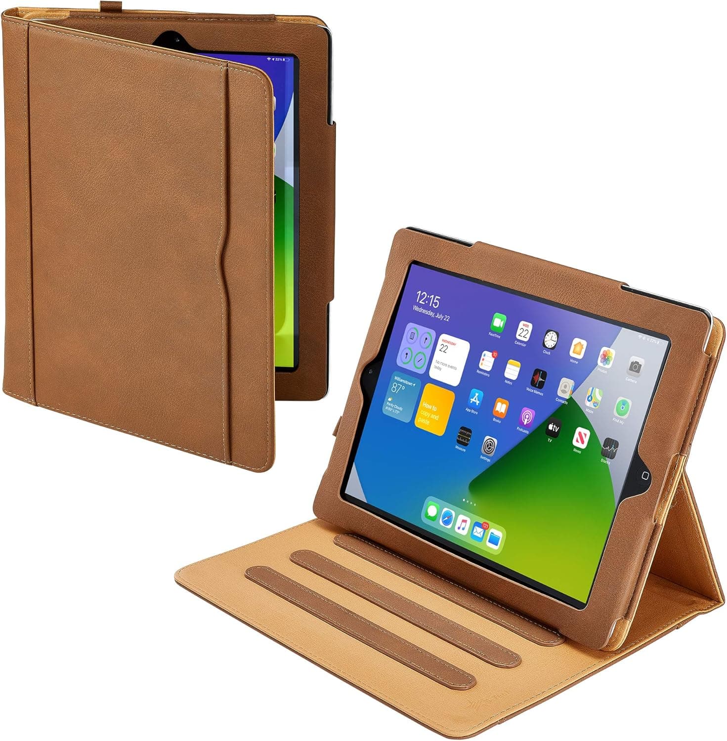 S-Tech iPad Air 2 Generation 9.7 Inch Smart Cover Soft Leather Wallet Magnetic Sleep/Wake Flip Case Stand for Apple (Model # A1566 A1567) 2014 Model Year (Brown)