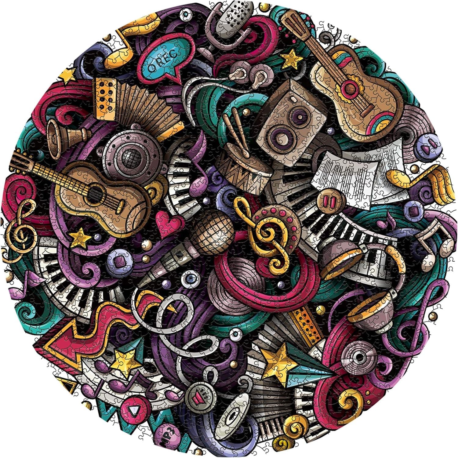 Jigsaw Puzzles 1000 Pieces Round for Adult Graffiti Music