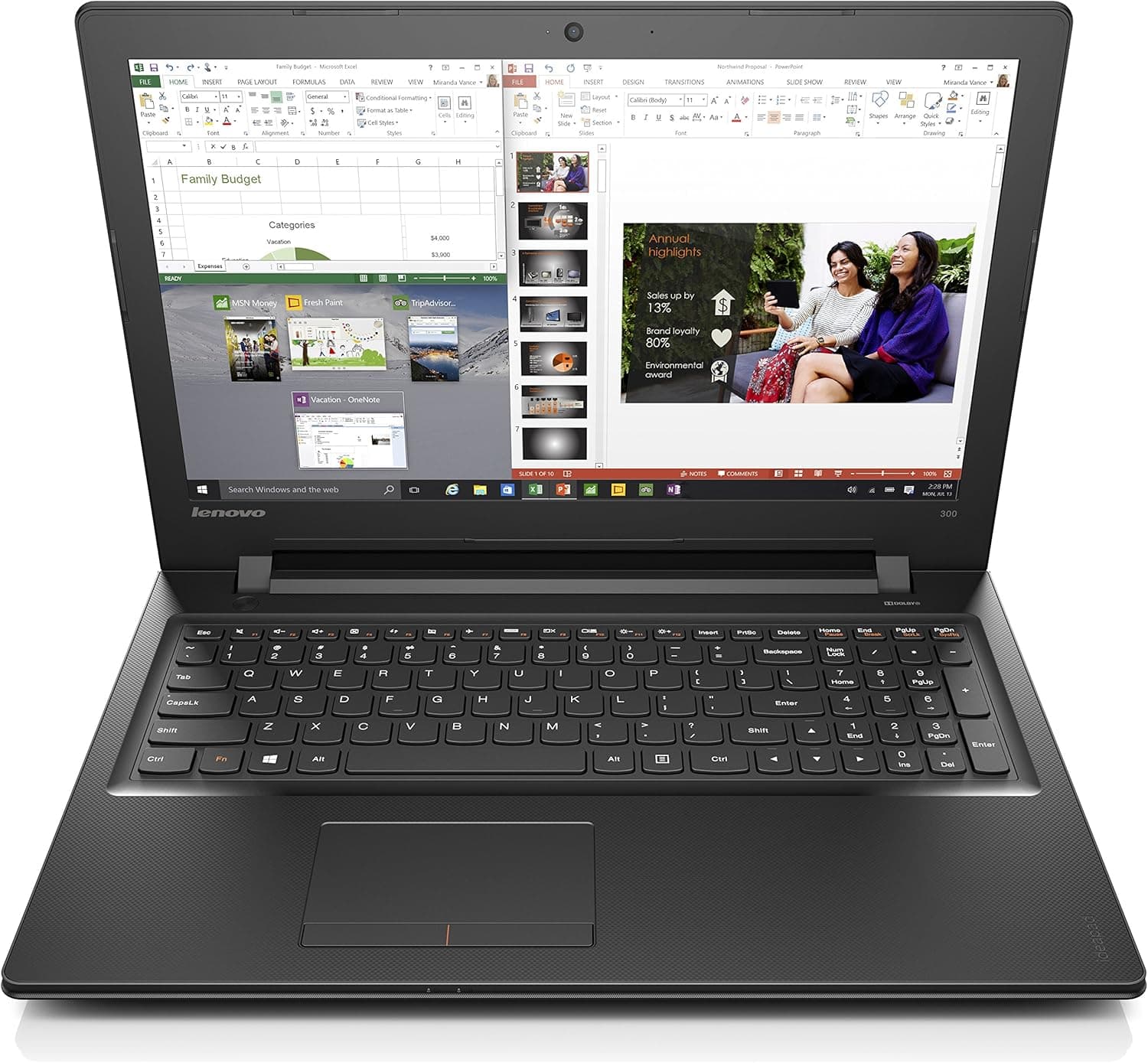 Lenovo Ideapad 300 15.6-Inch Laptop (Core i7, 8 GB RAM, 1 TB HDD, Windows 10) 80Q70020US