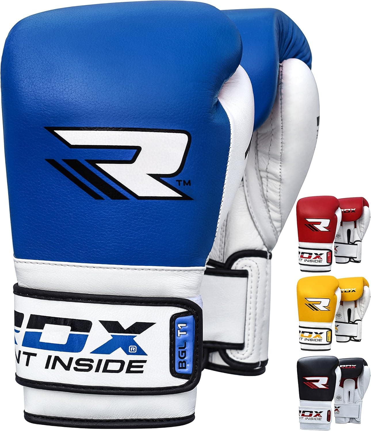 RDX Boxing Gloves for Training & Muay Thai - Cowhide Leather Mitts for Kickboxing, Fighting & Sparring - Great for Heavy Punch Bag, Double End Speed Ball, Grappling Dummy and Focus Pads Punching