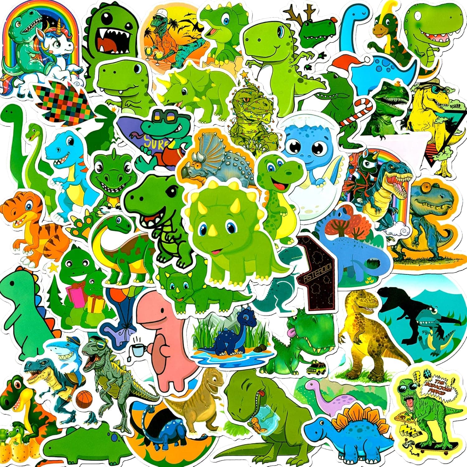 Cute Dinosaur Stickers for Kids Teens,Waterproof Vinyl Stickers for Water Bottles Skateborads Luggage Bikes Bed Chairs Refrigerator Toys