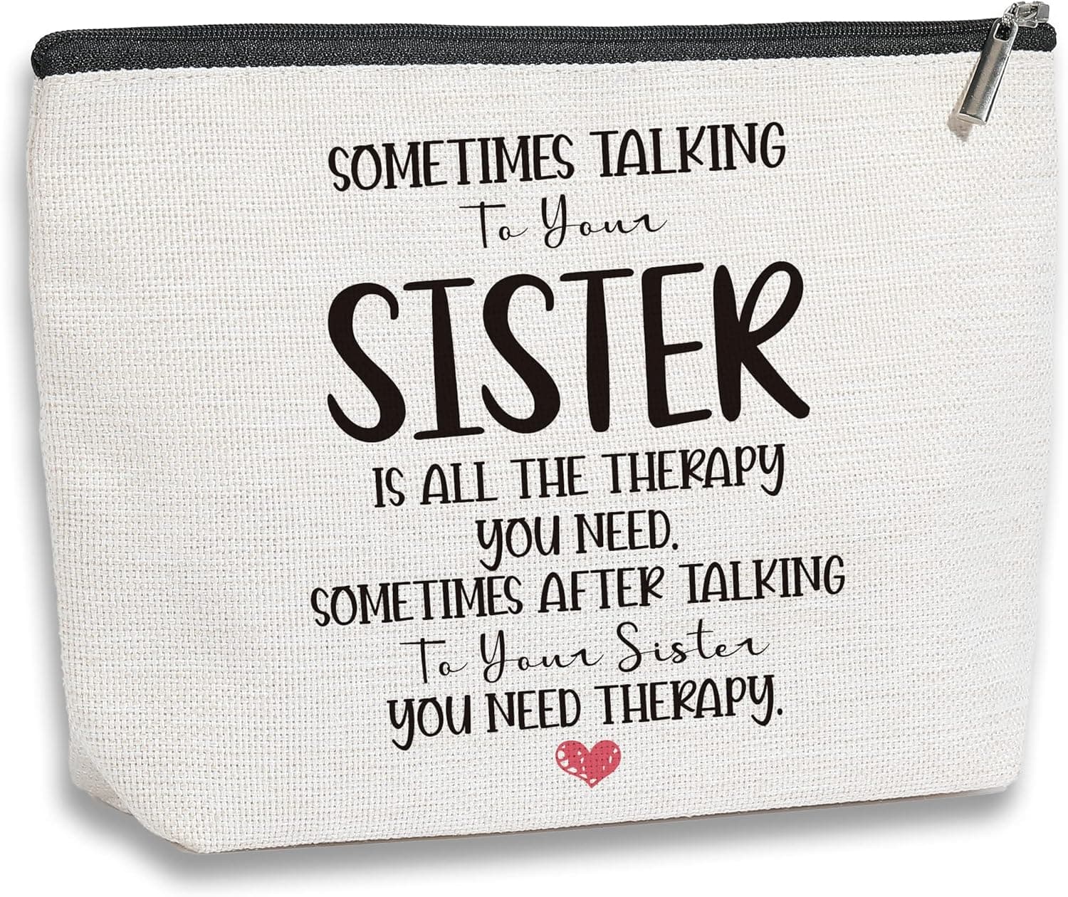 kdxpbpz Funny Makeup Bags for Women, Gift for Sister, Funny Quotes - Sometimes Talking To Your Sister Is All The Therapy You Need - Waterproof Zipper Makeup Bag Cosmetic Bag