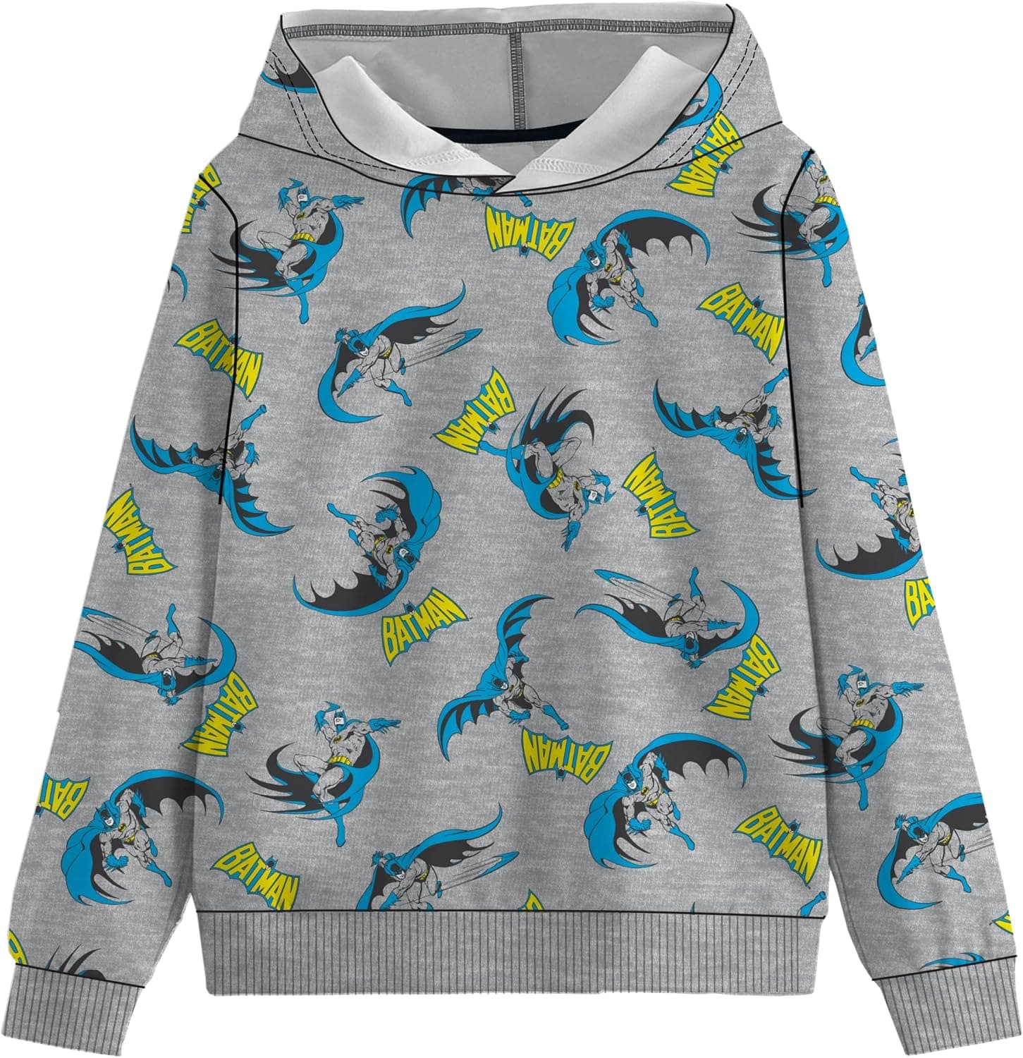 BATMAN Boys Pullover Hoodies, DC Comics Superhero Hooded Sweatshirts for Boys