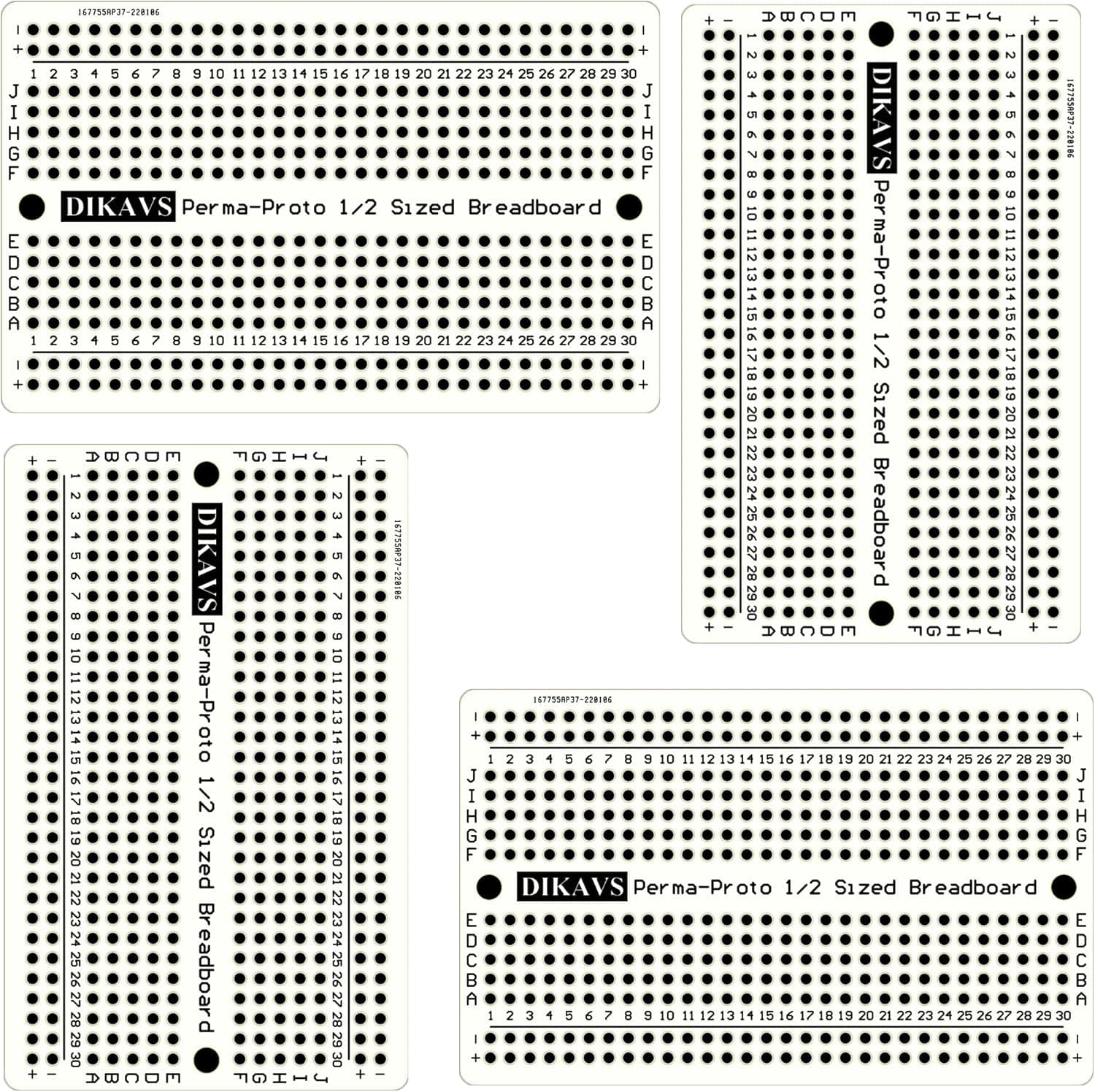 DIKAVS Perma-Proto Half-sized Solder-able Breadboard PCB Protoboard for Arduino (Pack of 4PCS)