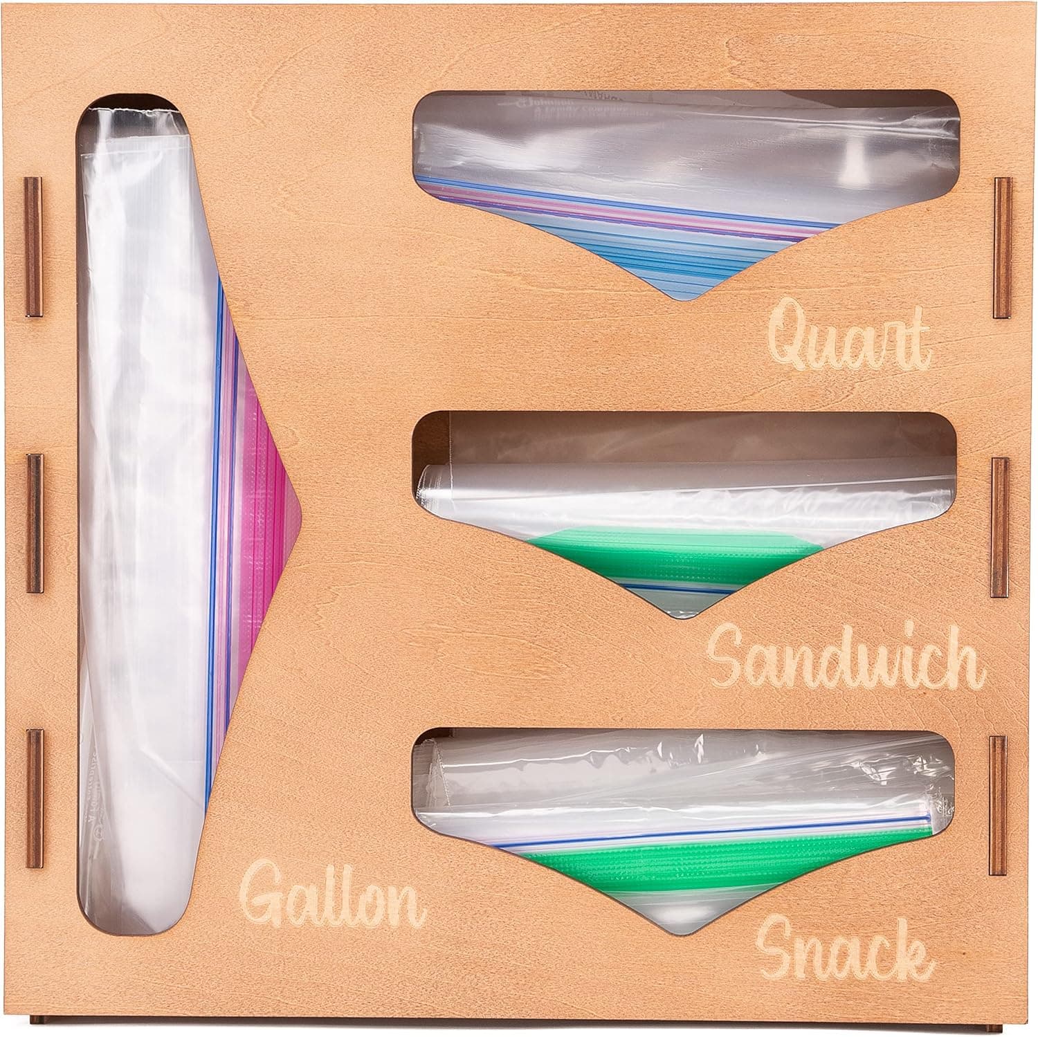 Decozion Ziplock Bag Storage Organizer - Food Storage Bag Organizer Kitchen Drawer - Zip Lock Bag Container Organizer - Sandwich Bag, Plastic Bag, Baggie Organizer Dispenser for Drawer & Cabinet