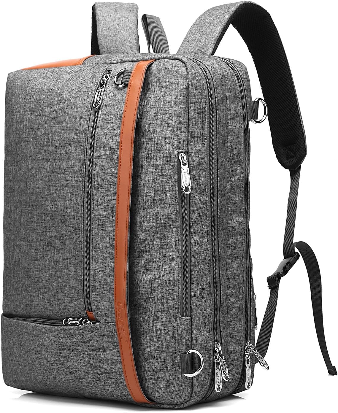 CoolBELL Convertible Backpack Shoulder bag Messenger Bag Laptop Case Business Briefcase Leisure Handbag Multi-functional Travel Rucksack Fits 17.3 Inch Laptop For Men/Women/Travel (New Grey)