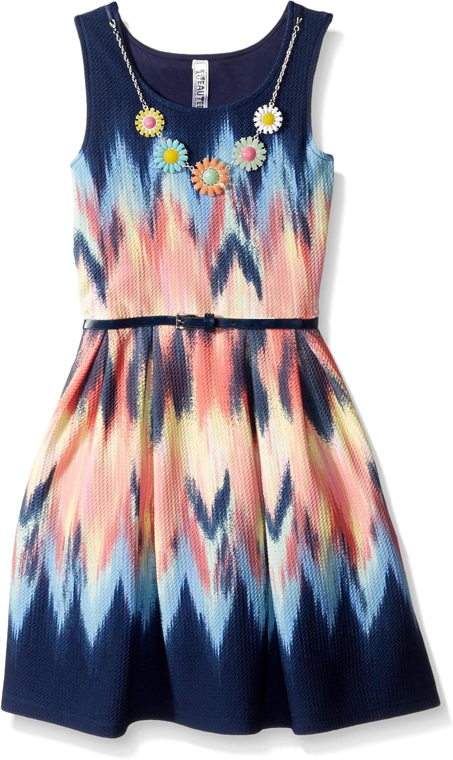 Beautees Girls' Big Flame Border Print Skater Dress