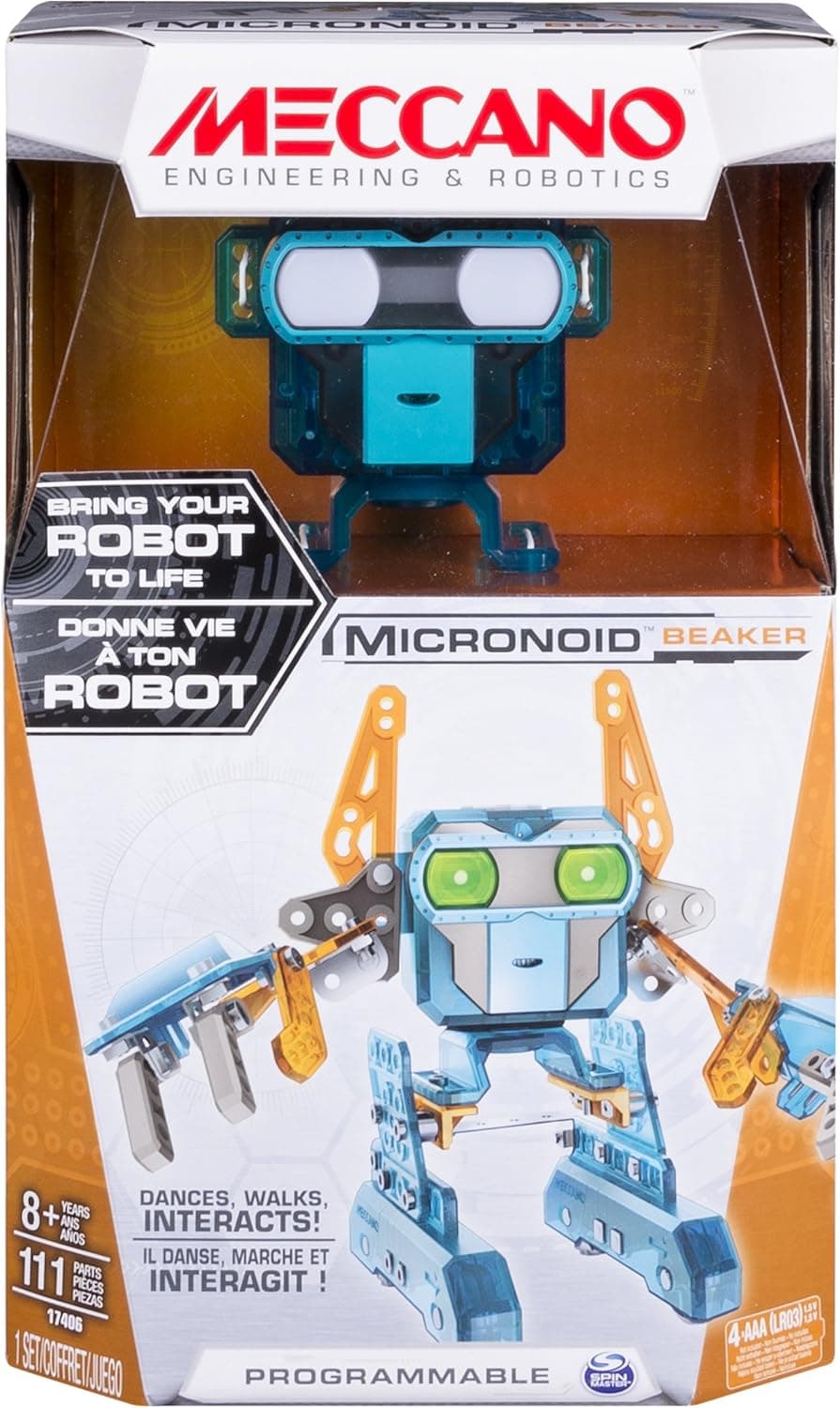 Meccano-Erector - Micronoid – Orange/Teal Beaker, Programmable Robot Building Kit