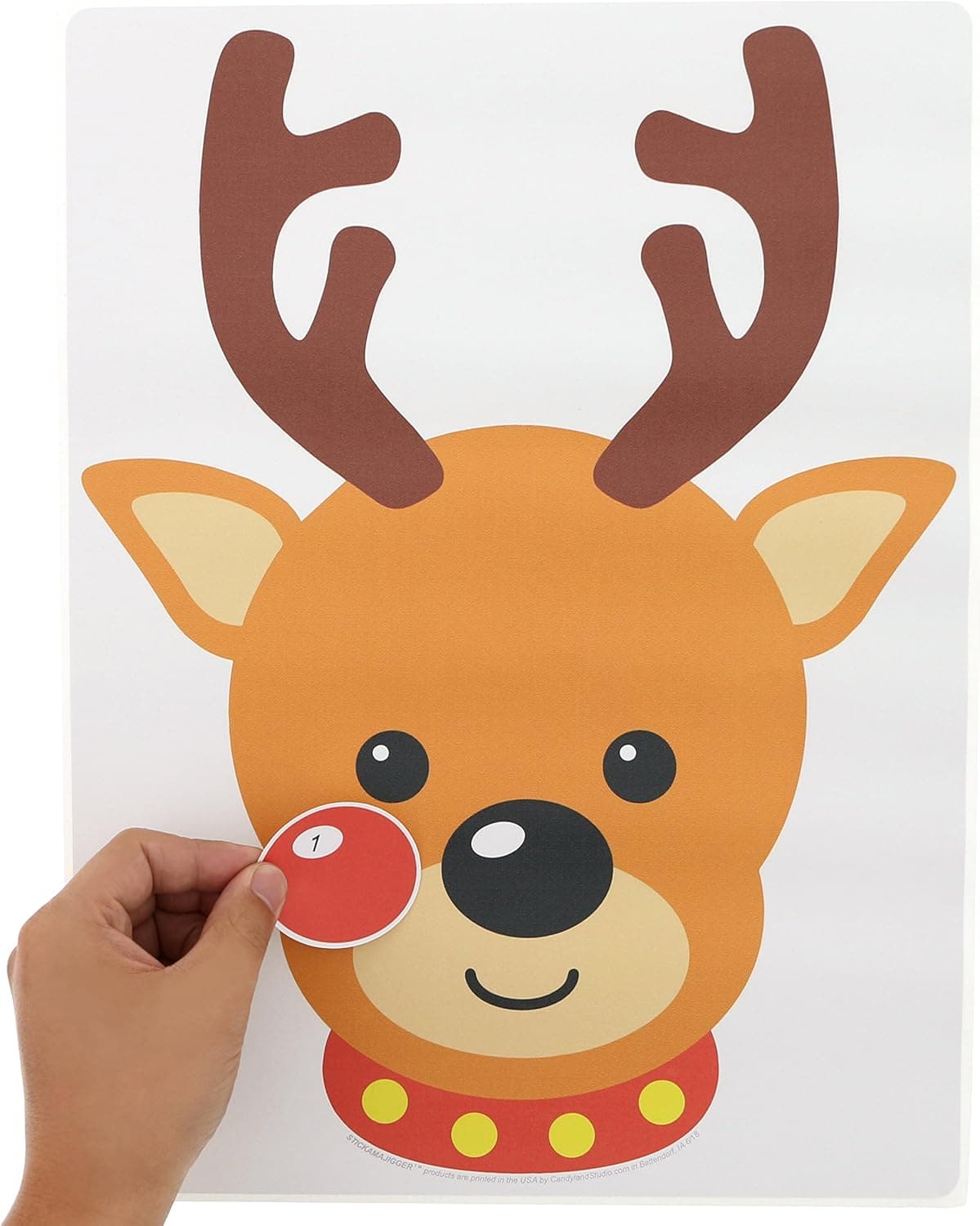 Stickamajigger Stick the Red Nose on the Reindeer Poster Game - Restickable Reusable