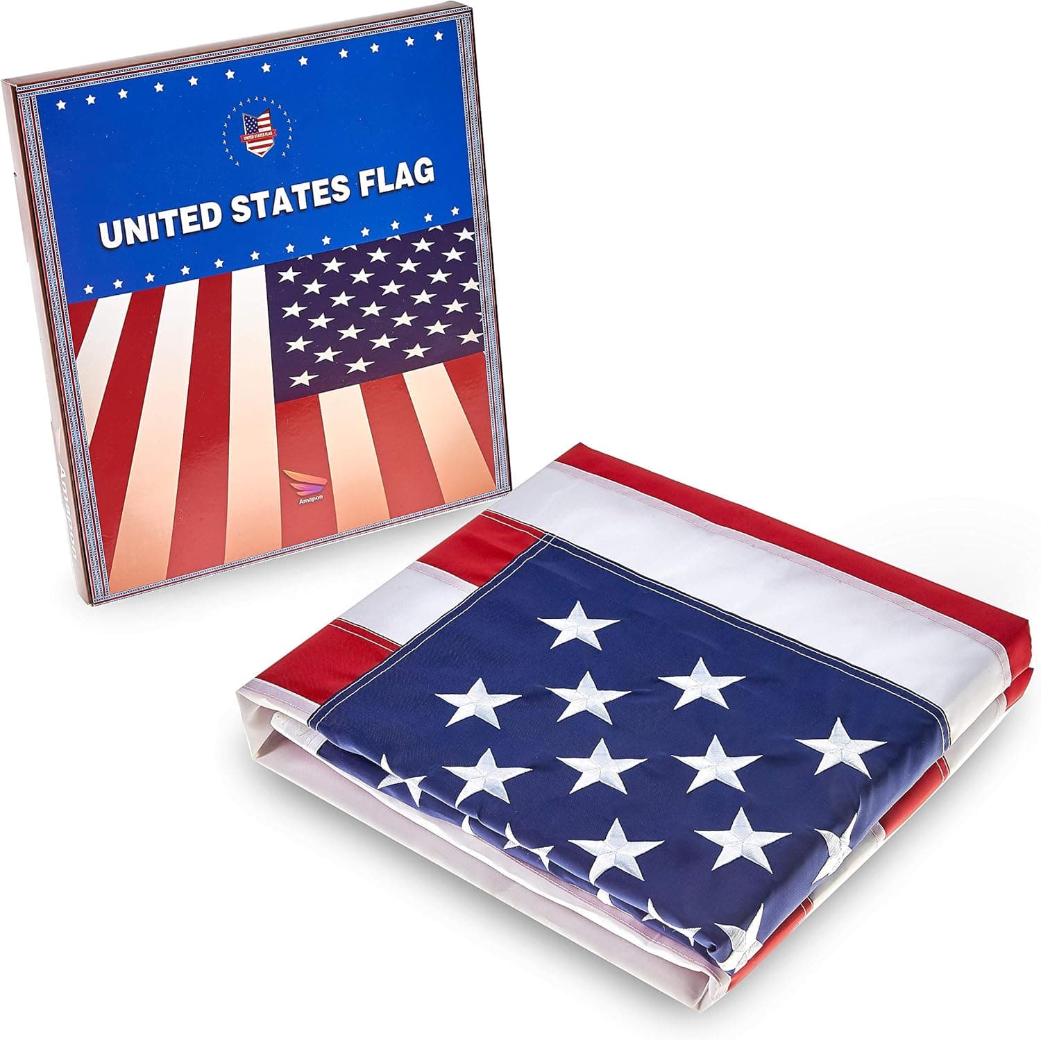 AMAPON American US Flag 2x3 Foot, Made of Heavyweight Nylon for Outside and Inside Use,Embroidered Stars and Brass Grommets,All Weather Tough Durable Fade Resistant,4 Rows of Lock Stitching