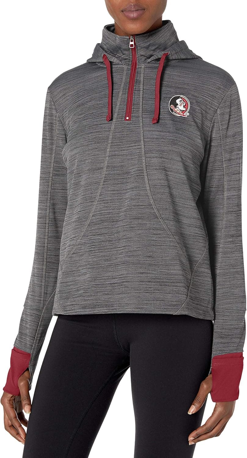 OTS NCAA Florida State Seminoles Women's Annabelle 1/4-Zip Pullover Hoodie, Logo, Medium