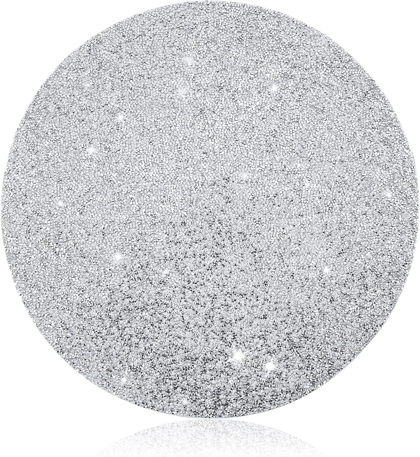 Nibiru 1Pcs Silver Sparkle Crushed Rhinestone Placemat Round Glam Decorative Table Mats for Dinning Table Wedding Banquets (14 inch)