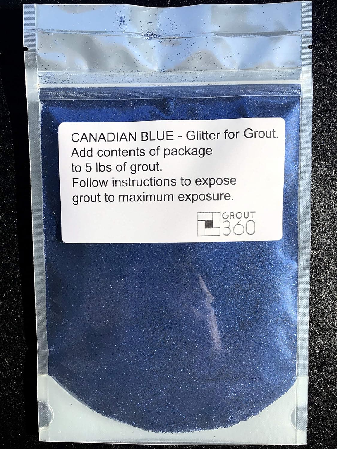 Canadian Blue Glitter Additive for Tile Grout - 50 Grams - for Adding to 5 lbs of Grout. Mix with Epoxy and Cement Based Grout.