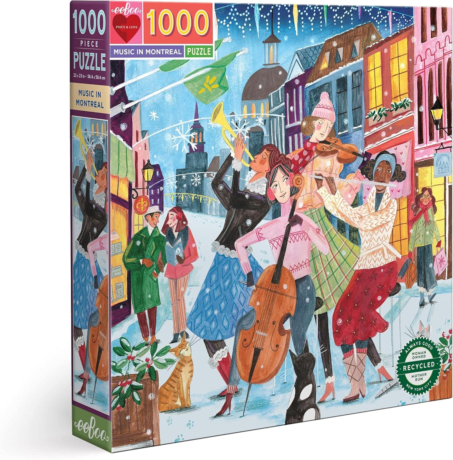 eeBoo: Piece and Love Music in Montreal 1000 Piece Square Jigsaw Puzzle, Jigsaw Puzzle for Adults and Families, Includes Glossy, Sturdy Pieces and Minimal Puzzle Dust