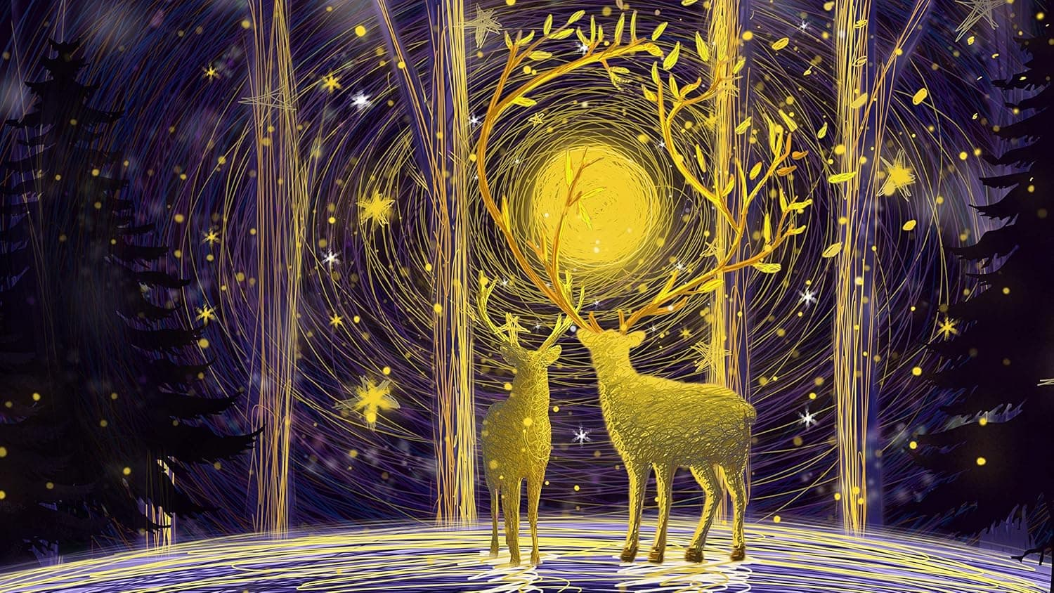 Jigsaw Puzzles 1000 Piece Mini Puzzles for Adult Kids Educational Intellectual Decompressing Fun Family Game-Golden Deer