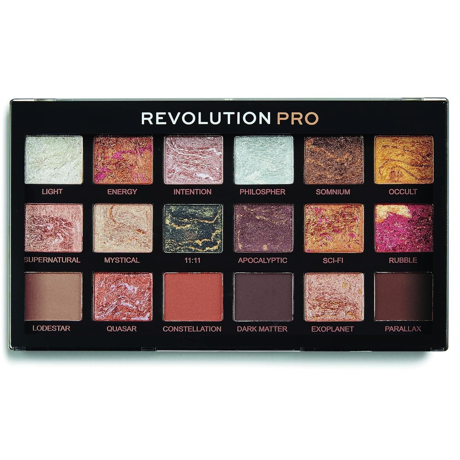 Revolution Pro Regeneration Eyeshadow Palette, Matte & Shimmer Hues, 18 Shades Highly Blendable, Cruelty-Free, Astrological, 0.24 Oz