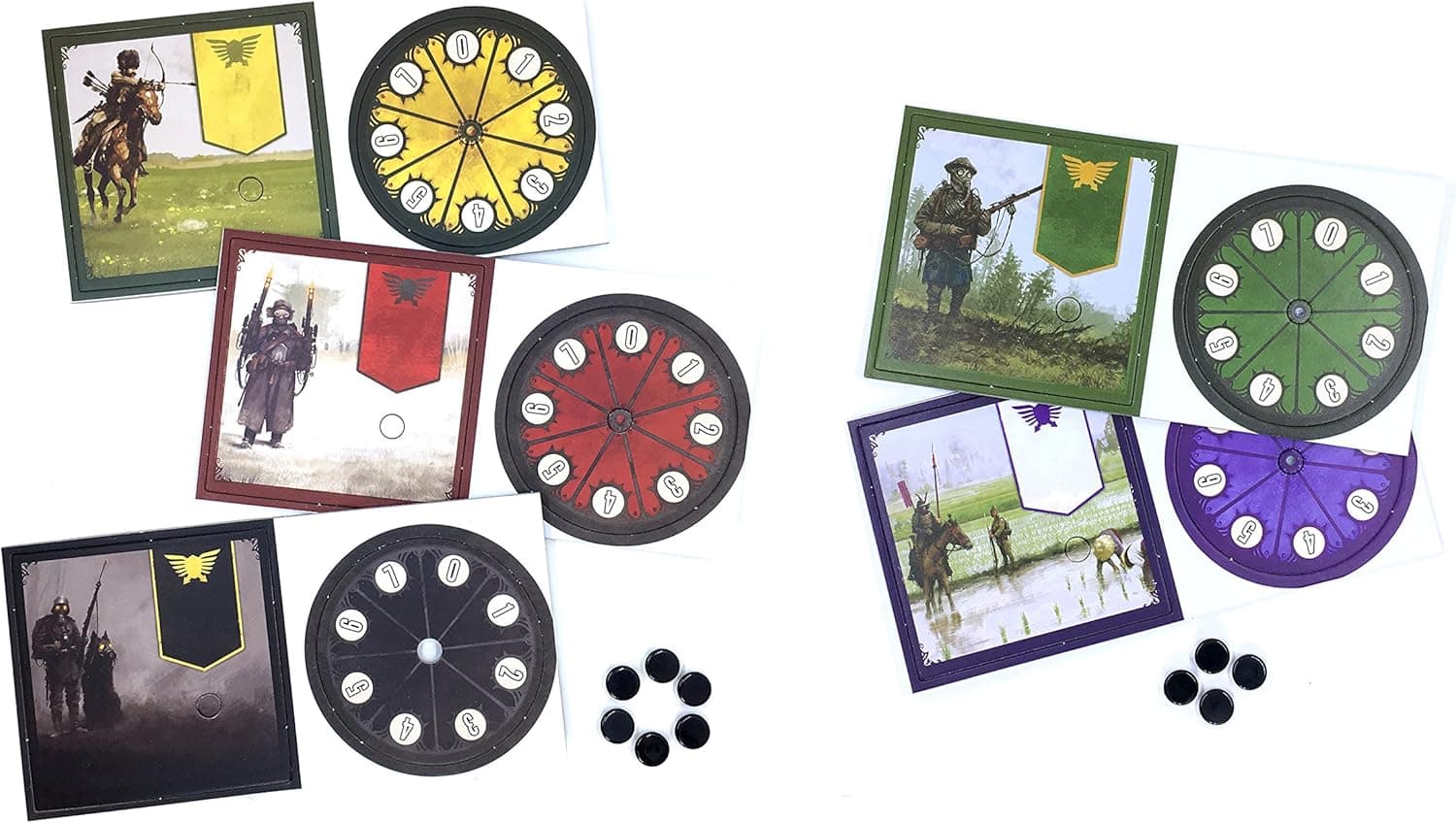 Five Promo Power Dials for Scythe the Board Game