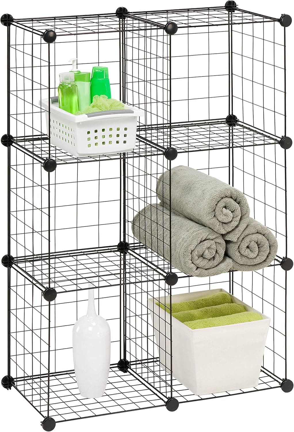 Honey-Can-Do SHF-02113 Modular Mesh Storage Cube, 6-Pack, Black, 43Hx29W
