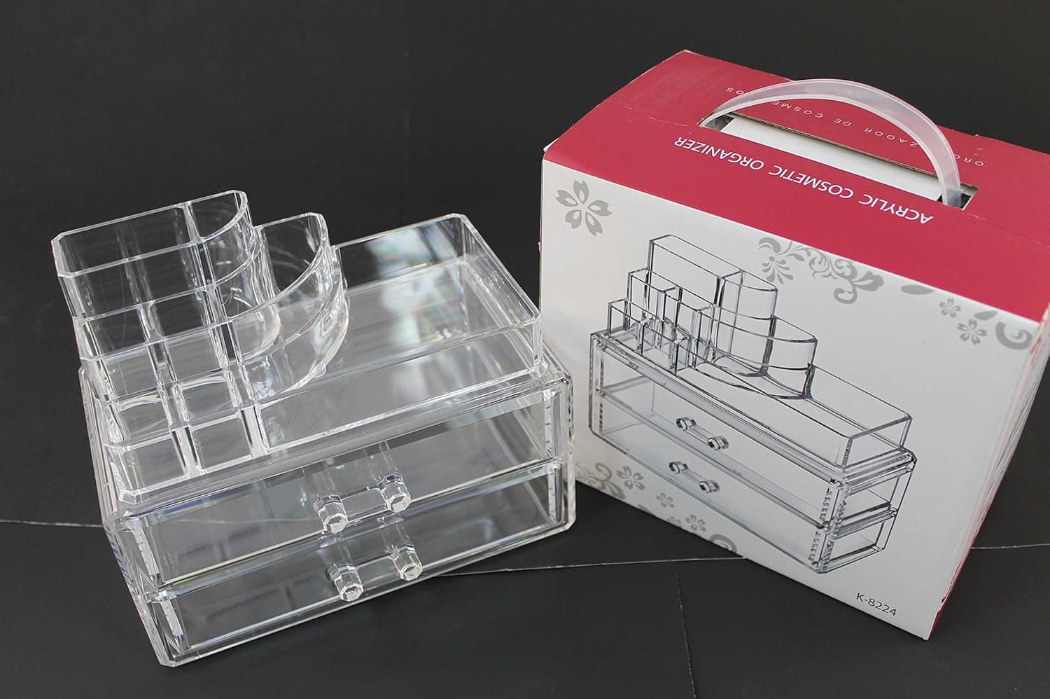 Makeup Cosmetics Organizer Clear Acrylic Drawers Display Box Storage Tabletop