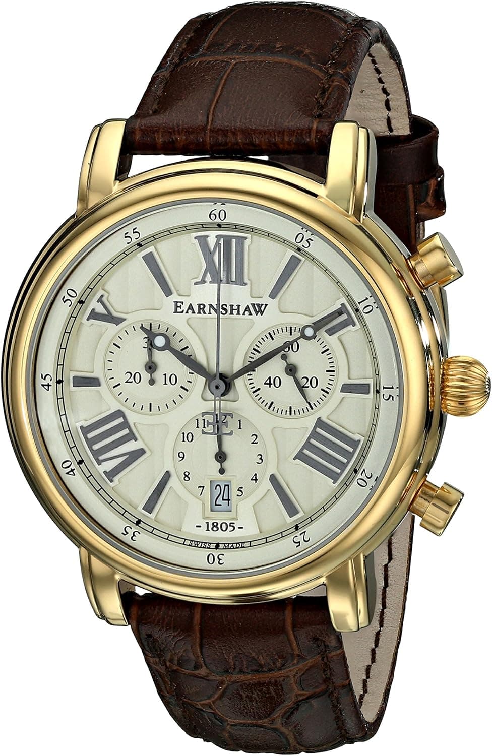 Thomas Earnshaw Men's ES-0016-03 Longcase Analog Display Swiss Quartz Brown Watch