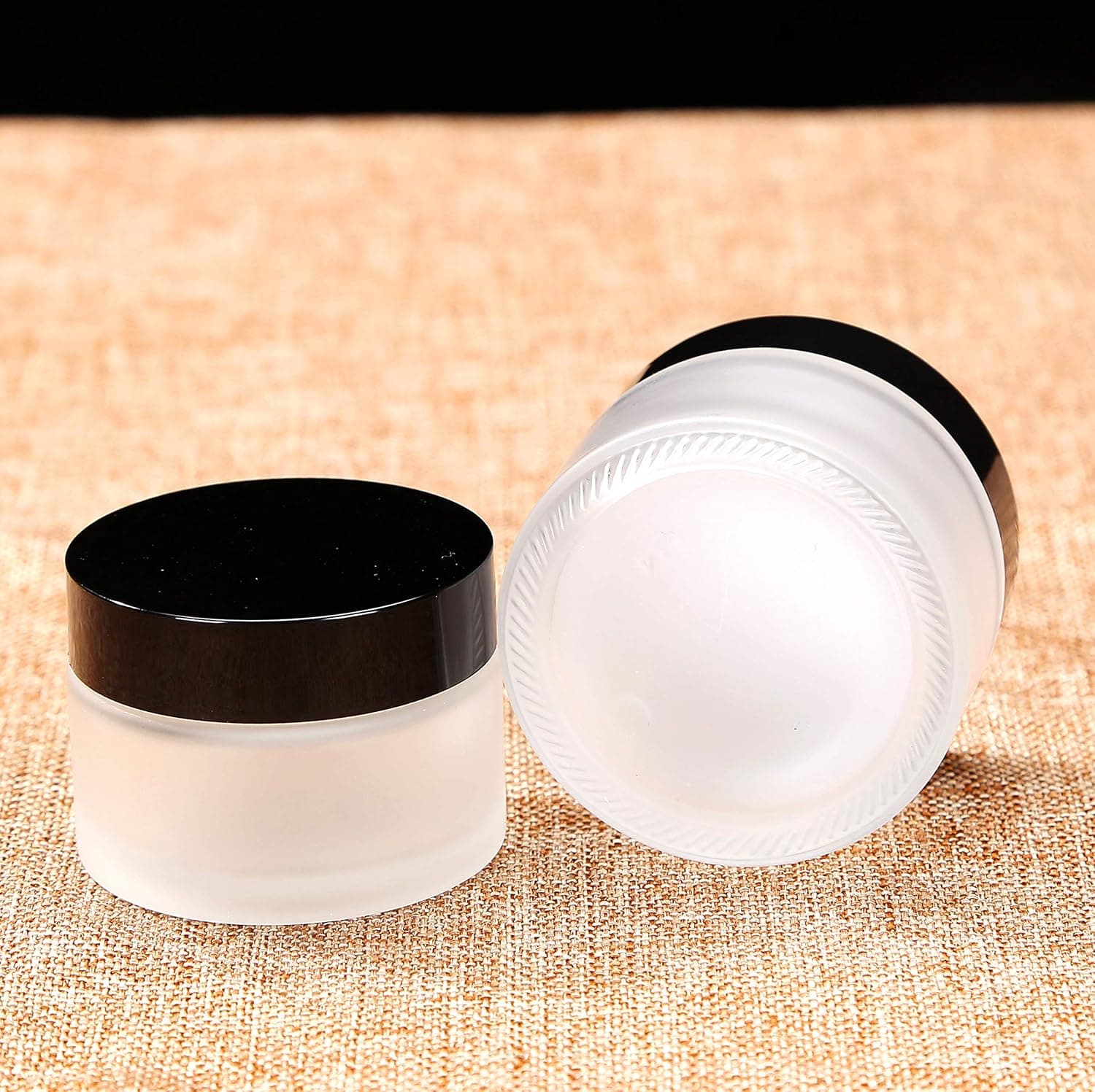 30ml /1 oz, 12 Pack Frosted Clear Glass jar with Lids, Small Sample Jars Lids Makeup Sample Containers, Travel Size Containers, Cosmetic Containers for Salve Cream, diy, homemade sample