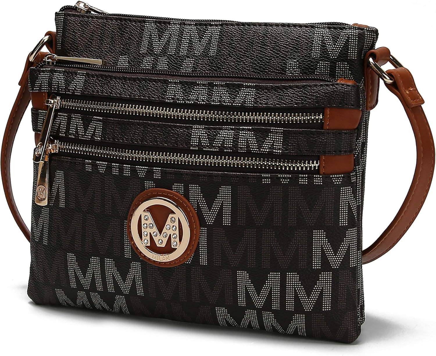 MKF Crossbody Bag for Women – PU Leather Pocketbook Handbag Multi Compartment Messenger Purse – Shoulder Strap