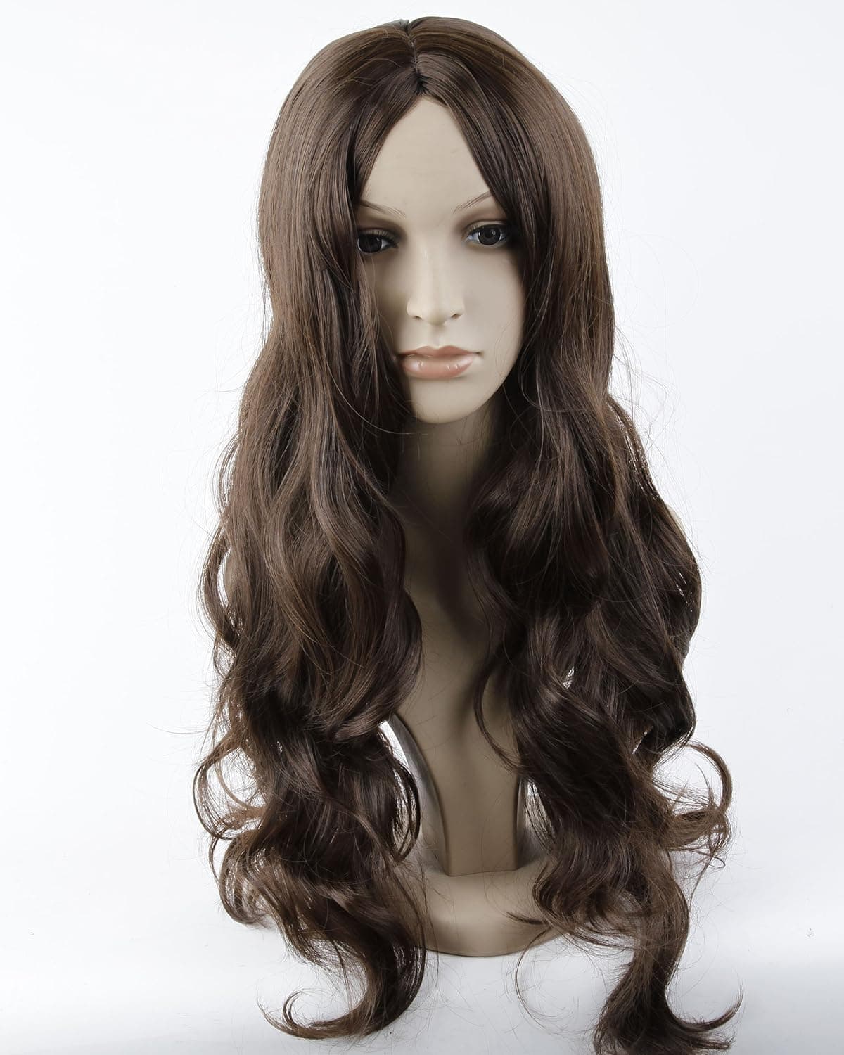 Cool2day Sexy Women's Long Wavy Hair Party Wig+wig Cap (Model: JF010577) (Dark Brown)