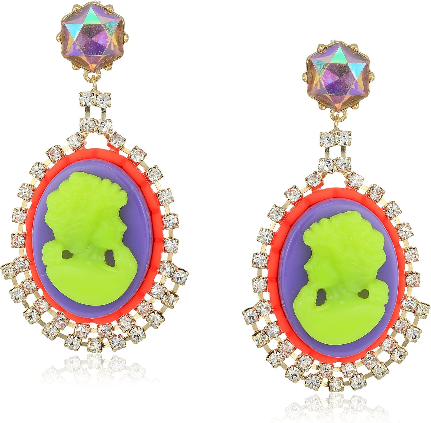 Betsey Johnson Colorful Cameo Drop Earrings