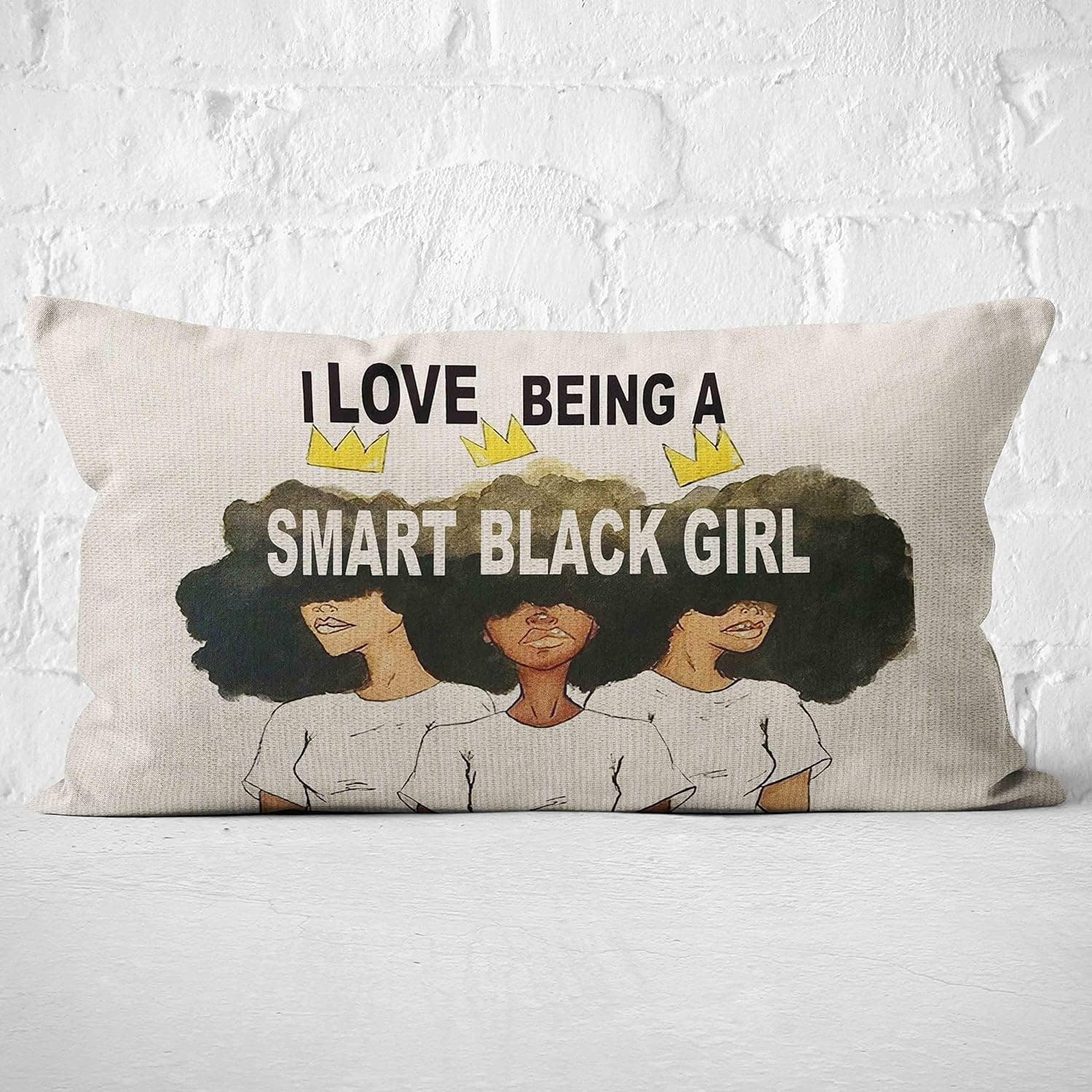 Mancheng-zi I Love Being a Smart Black Girl Pillow Case, African American Girl Gift, Gift for Granddaughter, Daughter Birthday Gift, Daughter Gifts, 20 x 12 InchLinen Cushion Cover for Sofa Couch Bed