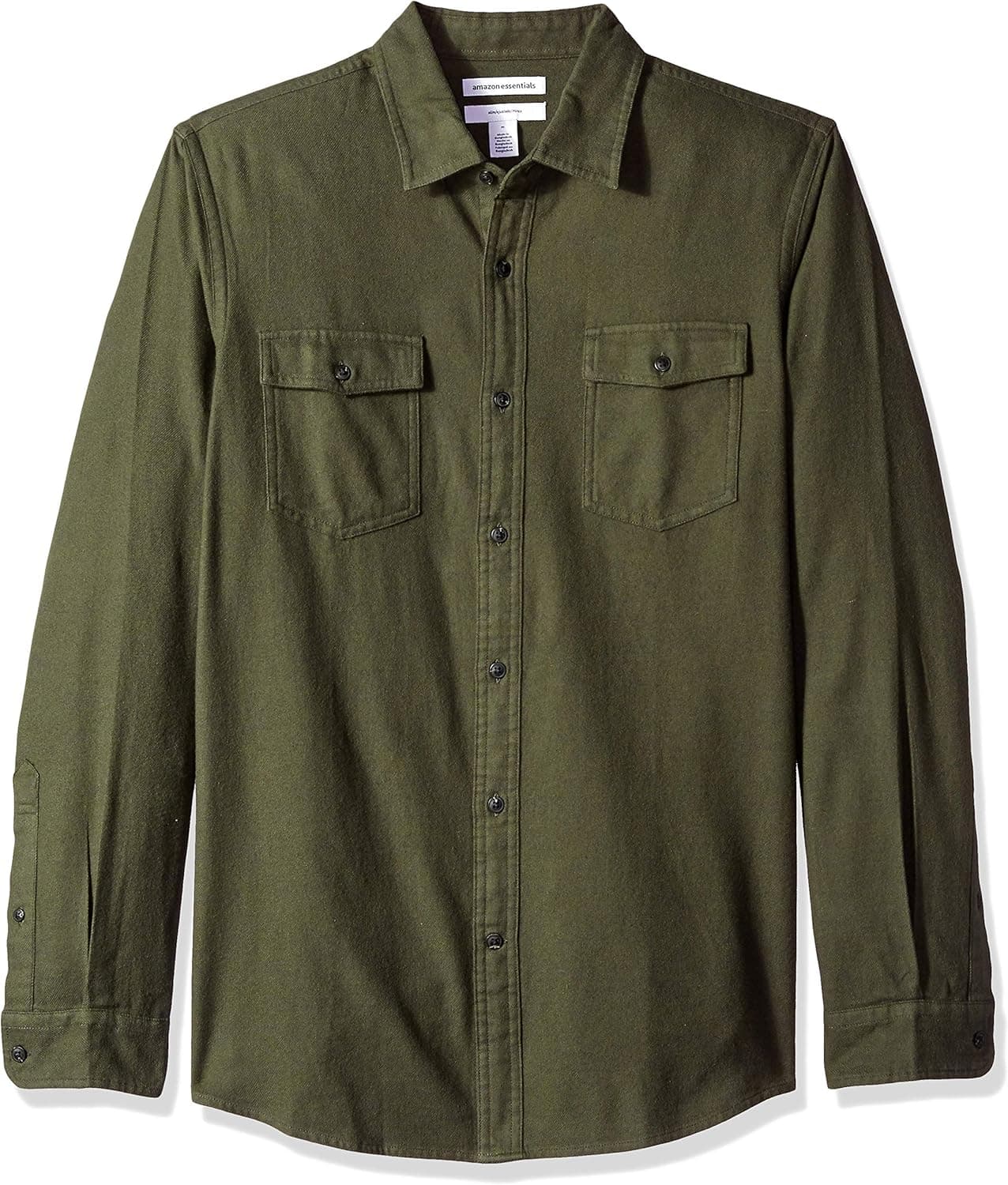 Amazon Essentials Men's Slim-Fit Long-Sleeve Two-Pocket Flannel Shirt