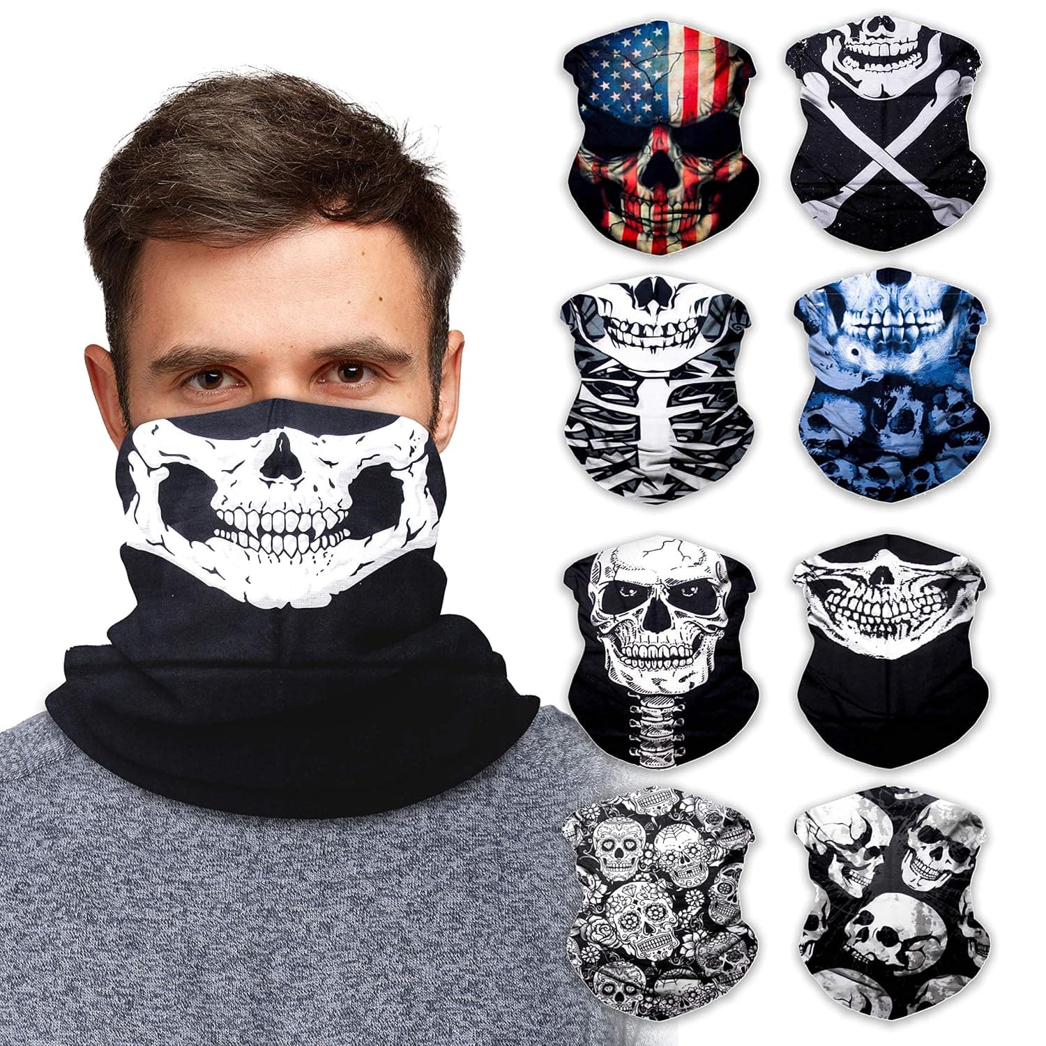 SoJourner Bags 2 Pack Neck Gaiter Face Mask Bandana (2 Pack) - Neck Gators Face Coverings for Men & Women