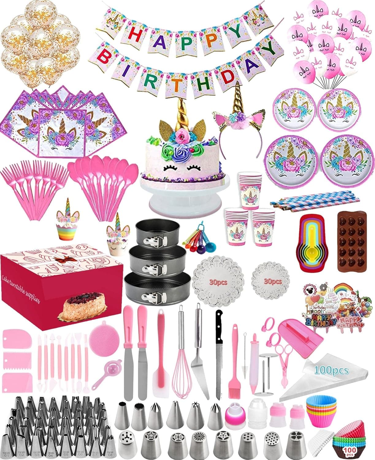 Cake Decorating Supplies And Birthday party decorations Supplies,542 PCS Baking Set with Springform Cake Pans Set,Cake Decorating Kits, Cake Baking Supplies For Creating Birthday party