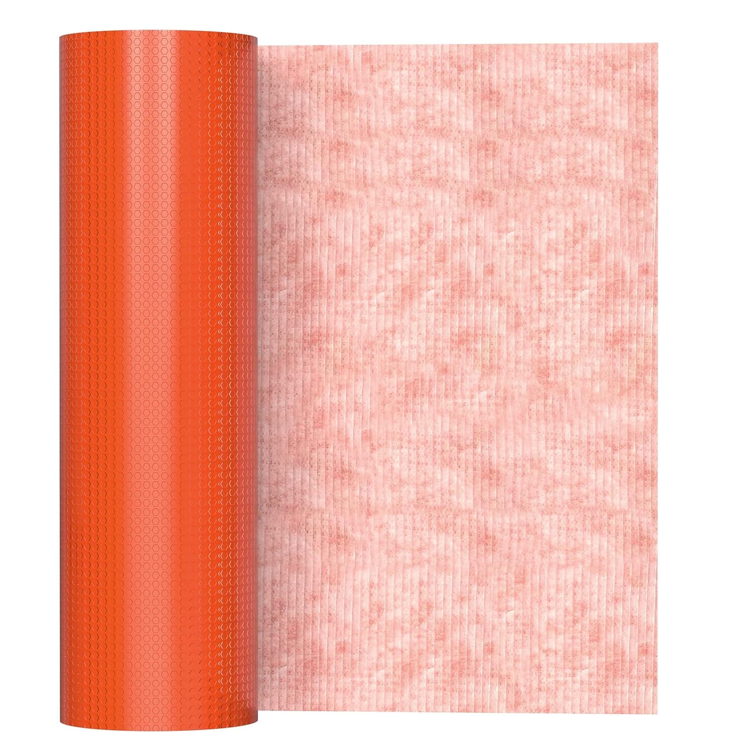 Houseables Uncoupling Membrane 1/8" Thick, 3.3 ft x 98.5 ft / 323 Square Feet, Underlayment for Laminate Flooring, Orange, Polyurethane, Wood, Vinyl, Waterproofing, Vapor Barrier, Crack Isolation
