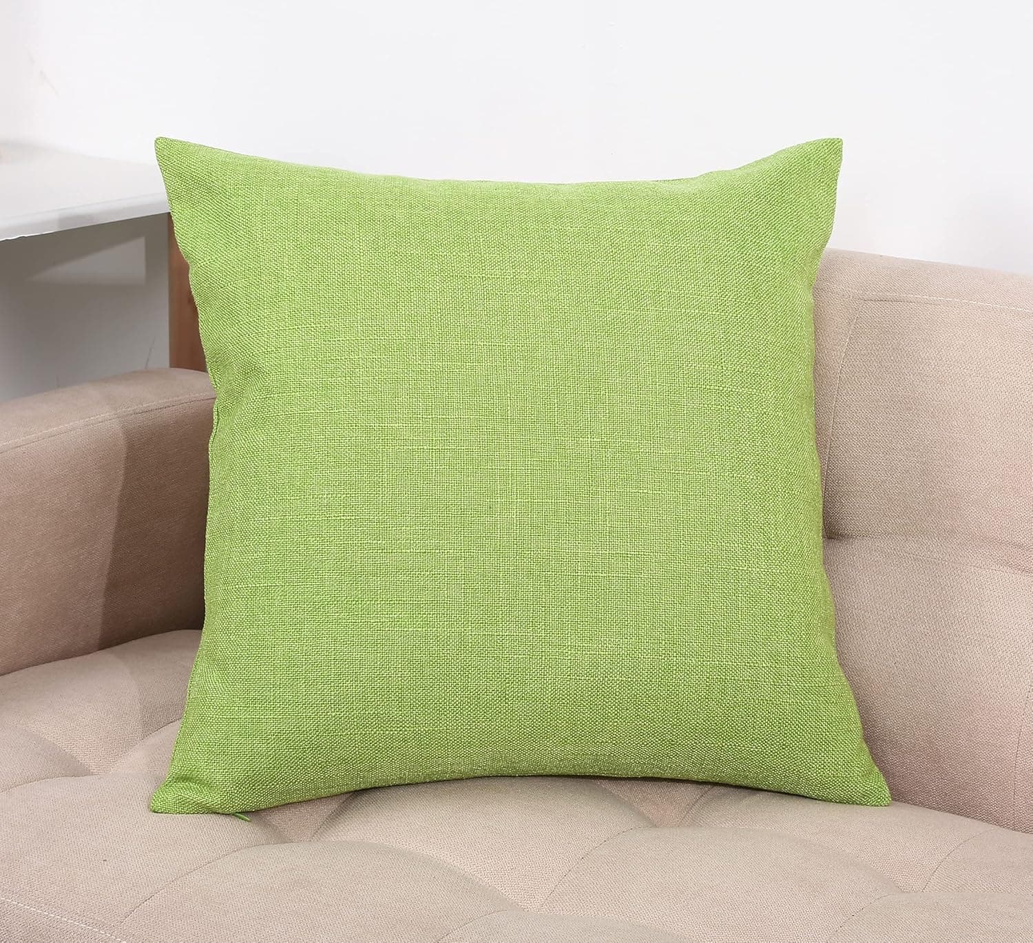 TangDepot Heavy Lined Linen Cushion Cover, Throw Pillow Cover, Decorative Pillow Covers, Indoor/Outdoor Pillows Shells, Cushion Cover - (20" x 20", Apple Green)