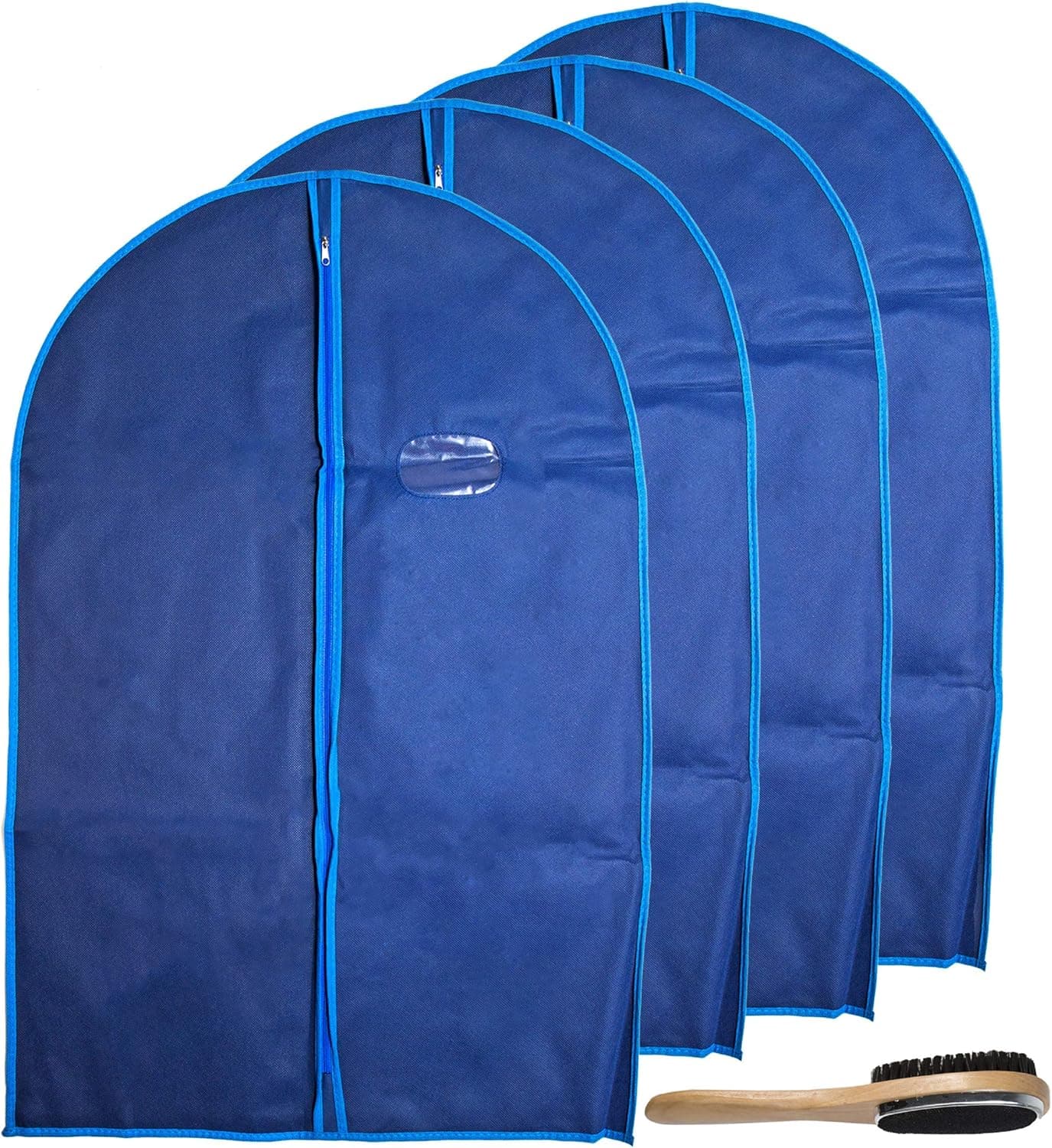 Garment Bags by Home Zone - 4 Pack of Breathable Garment Suit Bag Clothes Covers - Protect Garments & Suits - Ideal for Mens Travel & Clothing Protection - Navy & Blue Finish - Medium Size