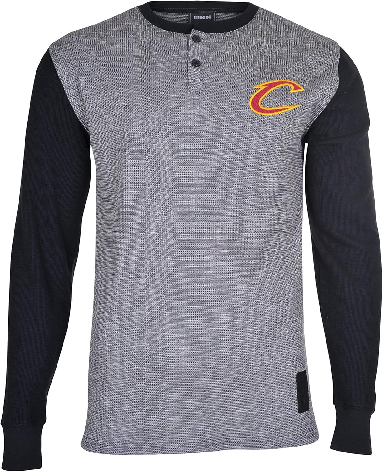 Ultra Game Men's NBA Henley Thermal Team Logo Long Sleeve Shirt, Cleveland Cavaliers, Black Marl, Large