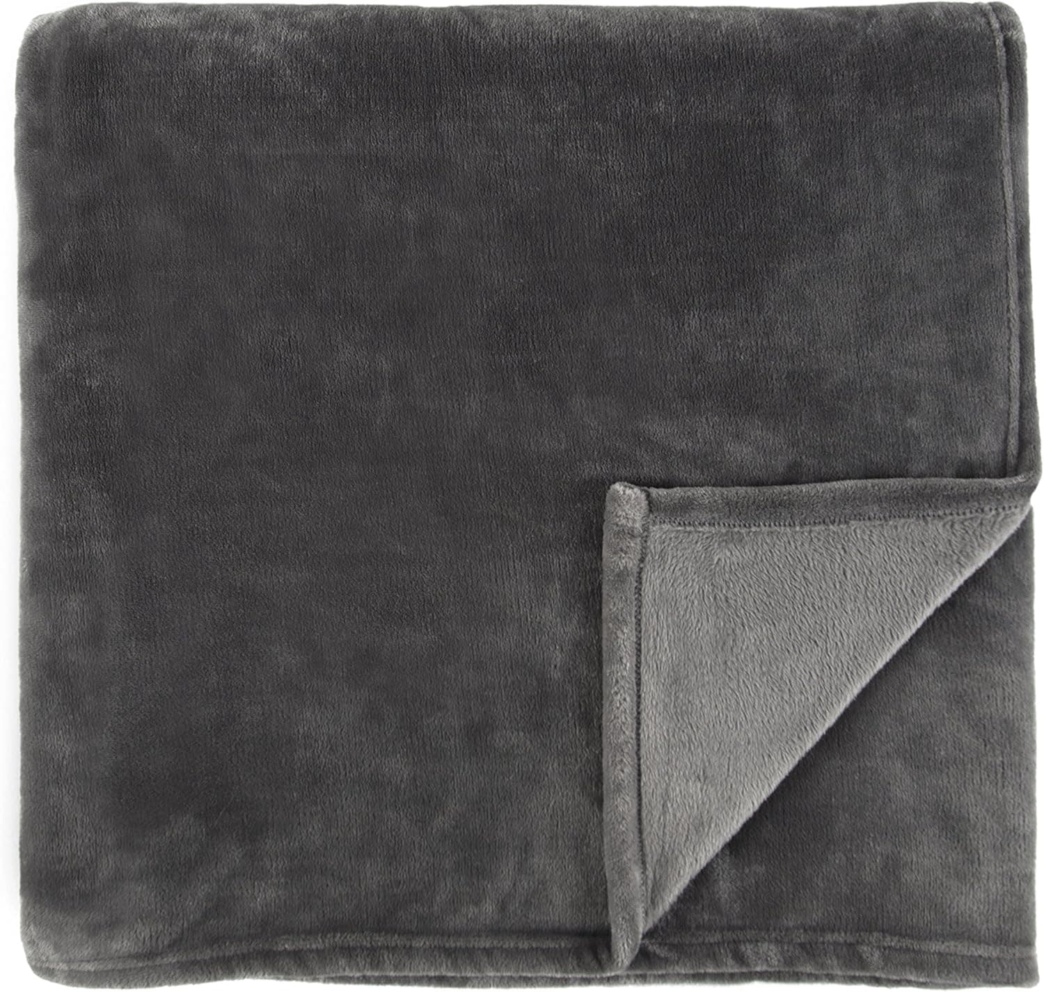 Sleeping Partners Luxe Solid Plush Blanket, Twin, Charcoal