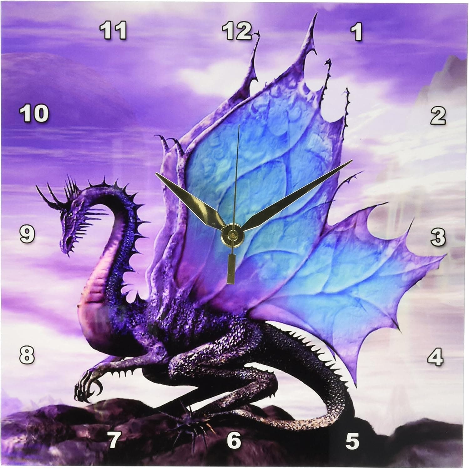 3dRose Fairytale Dragon Wall Clock, 10 by 10-Inch