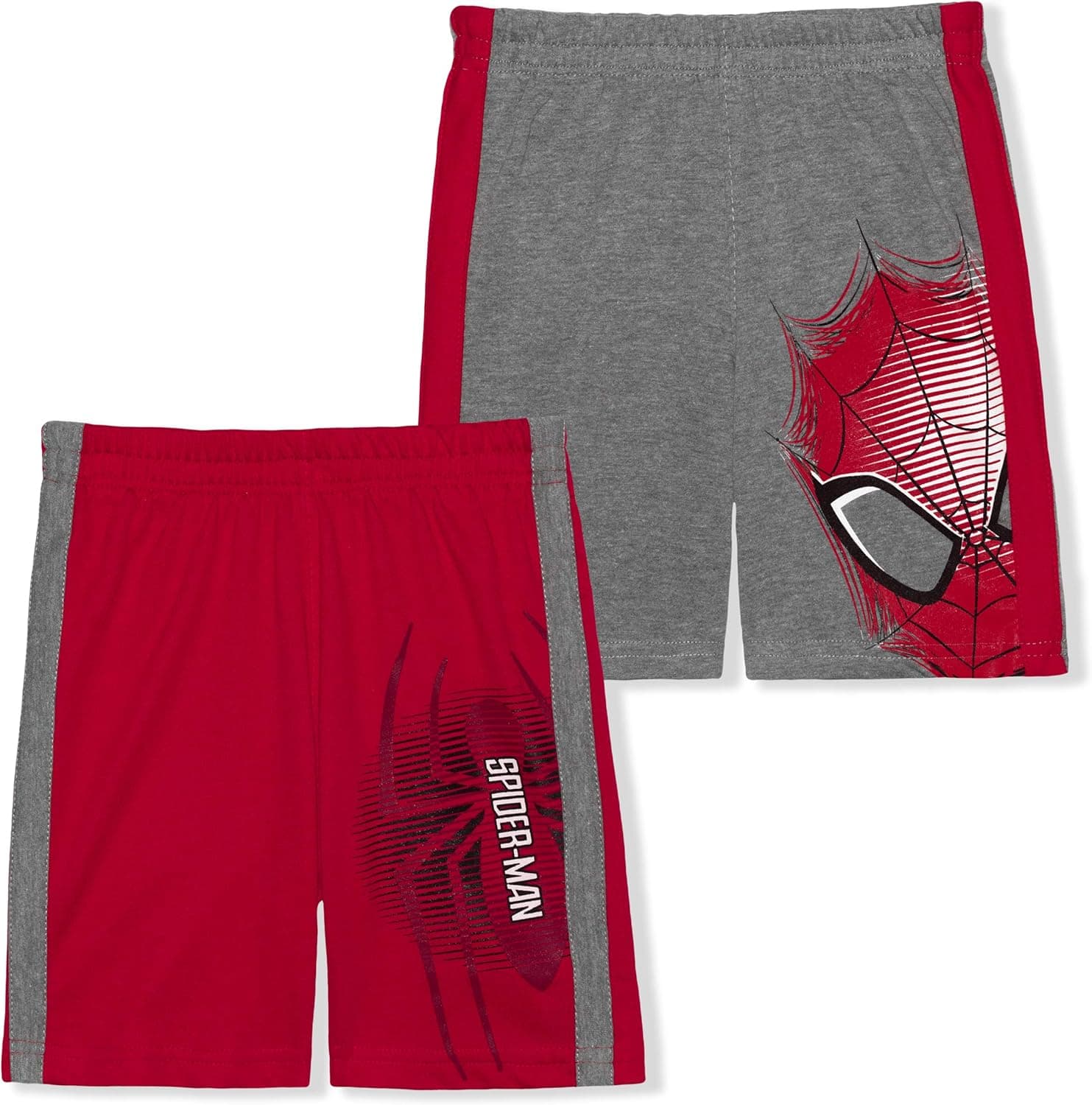 Marvel Spiderman Boys’ 2 Pack Shorts for Toddler and Little Kids – Red/Grey