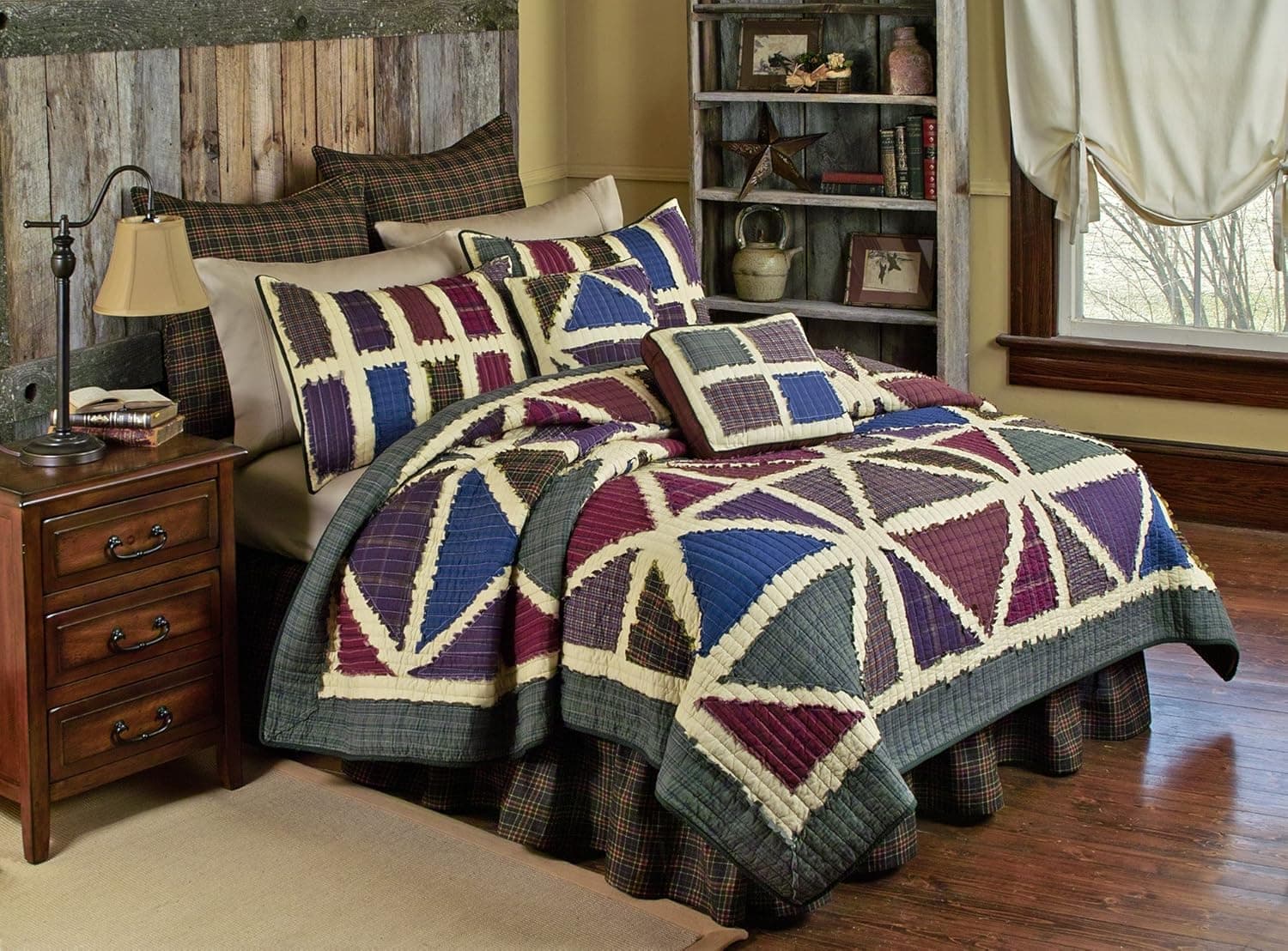 Hedaya Home Fashions Cabin Squares Quilt, Full/Queen