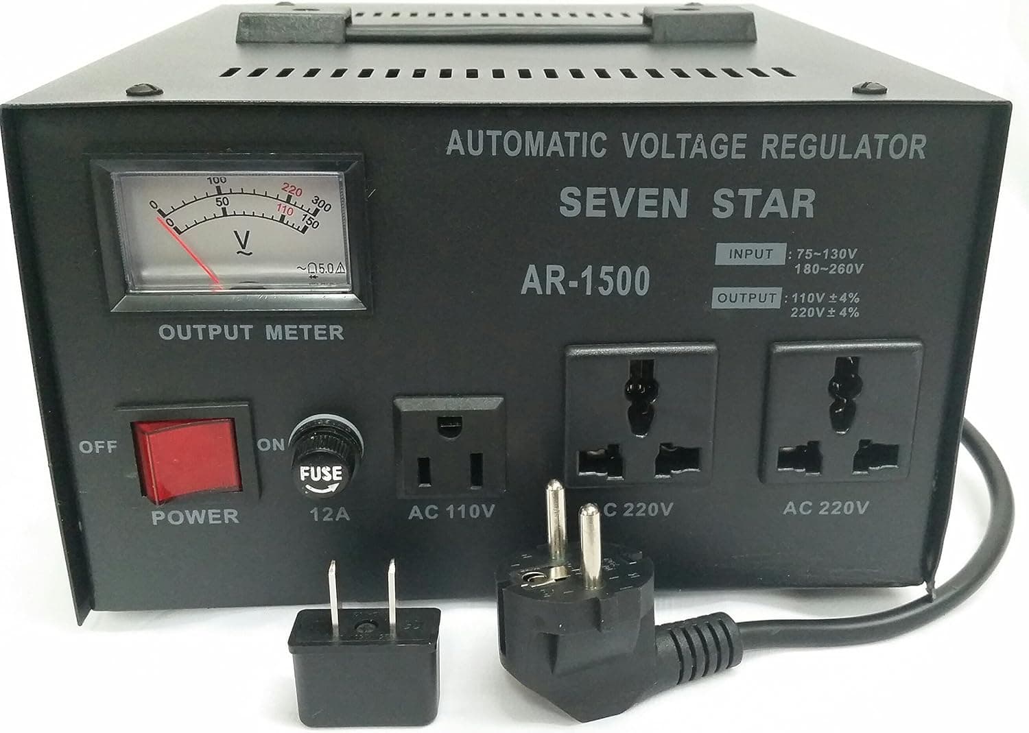 SEVENSTAR AR 1500W Voltage Regulator/Stabilizer with Built-in Step Up/Down Voltage Transformer