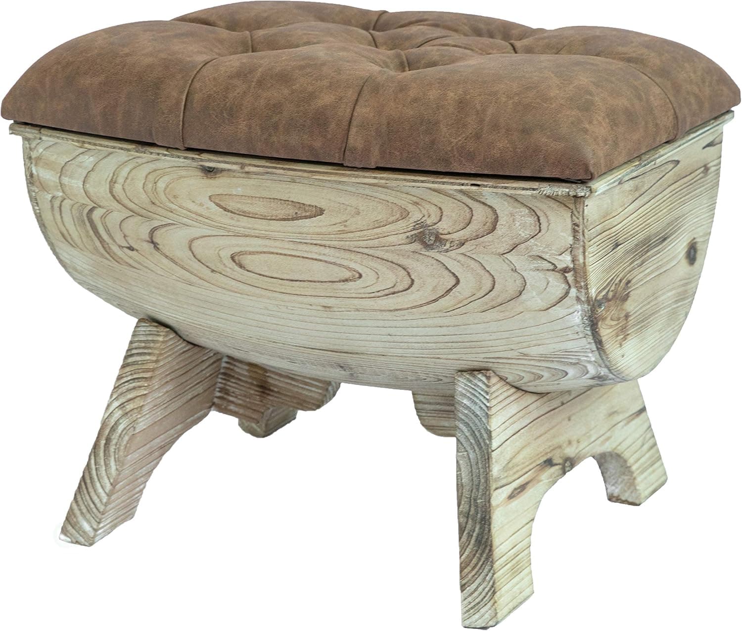 Vintage Wooden Wine Barrel Storage Bench and Coffee Table (Bench)