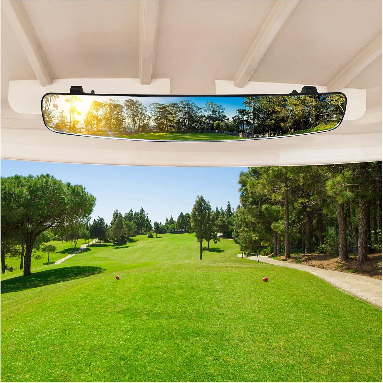 10L0L Wide Rear View Mirror for EZGO, Club Car, Yamaha, Universal Golf Cart Rear View Mirror