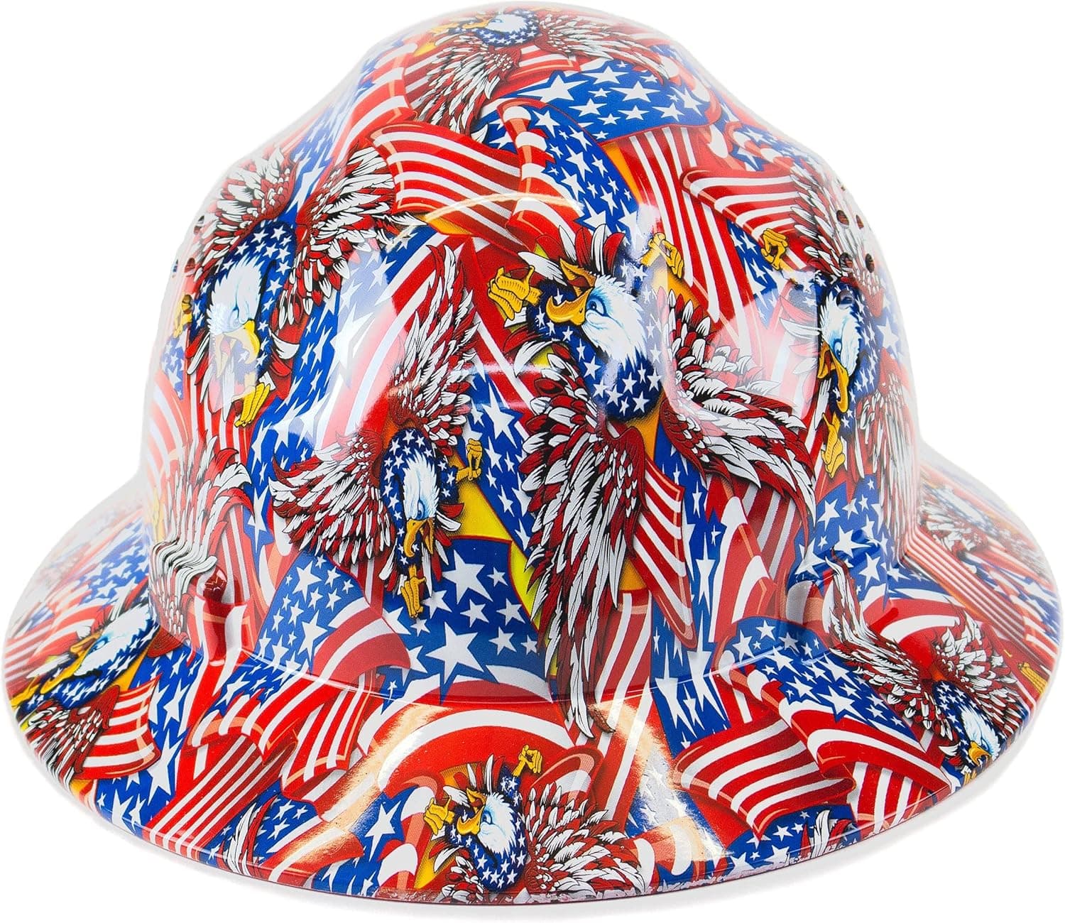 Troy Safety RK-HP44 Patterned Hard Hat Full Brim Style with 4 Point Ratchet Suspension