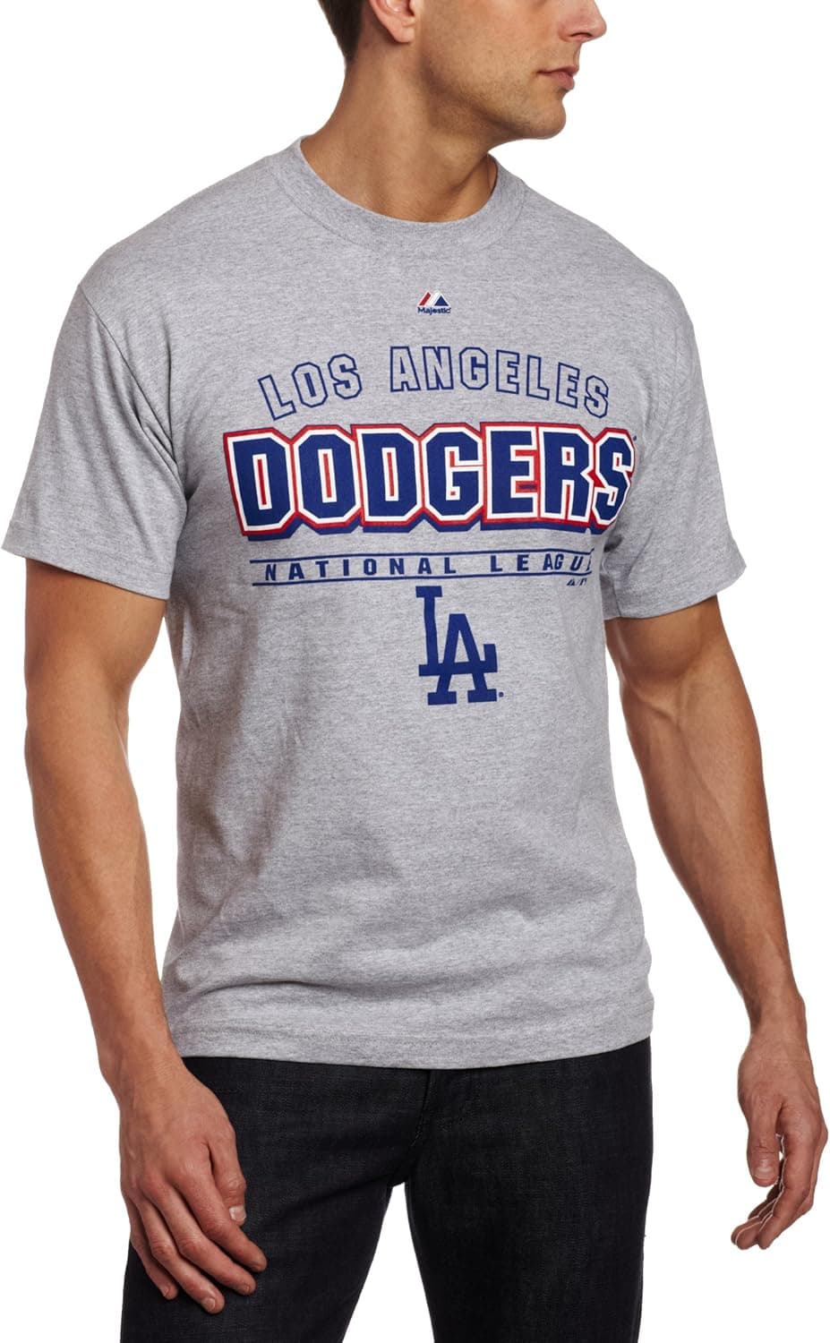 MLB Men's Los Angeles Dodgers Opponent Short Sleeve Basic Tee (Steel Heather)