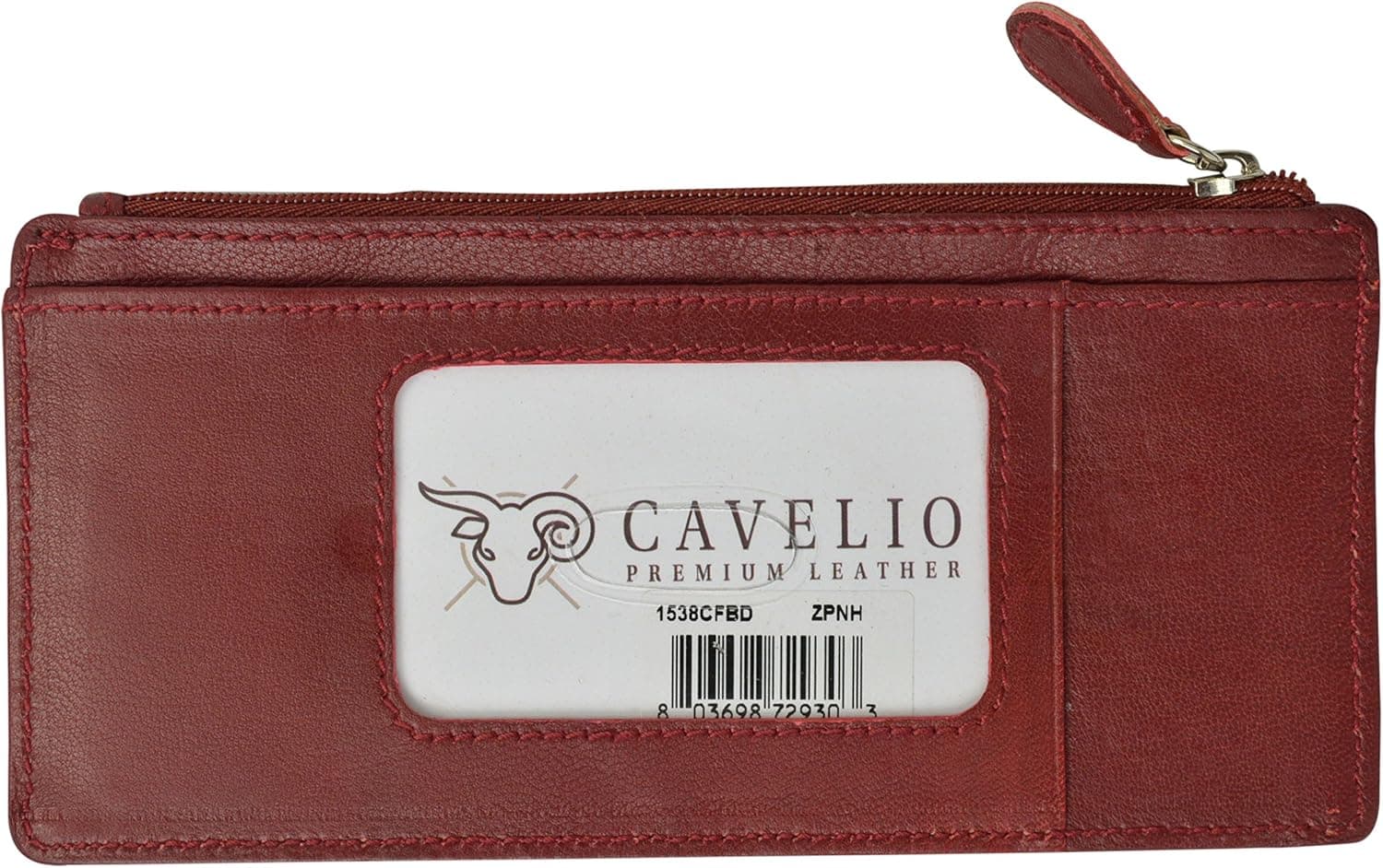 Cavelio Leather Thin Vertical Stacker Card Case Wallet with ID Window