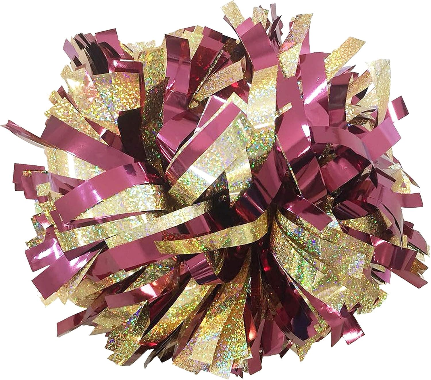 kuugear Pair, 6" Metallic Cheerleading Pom Pom with Baton Handle